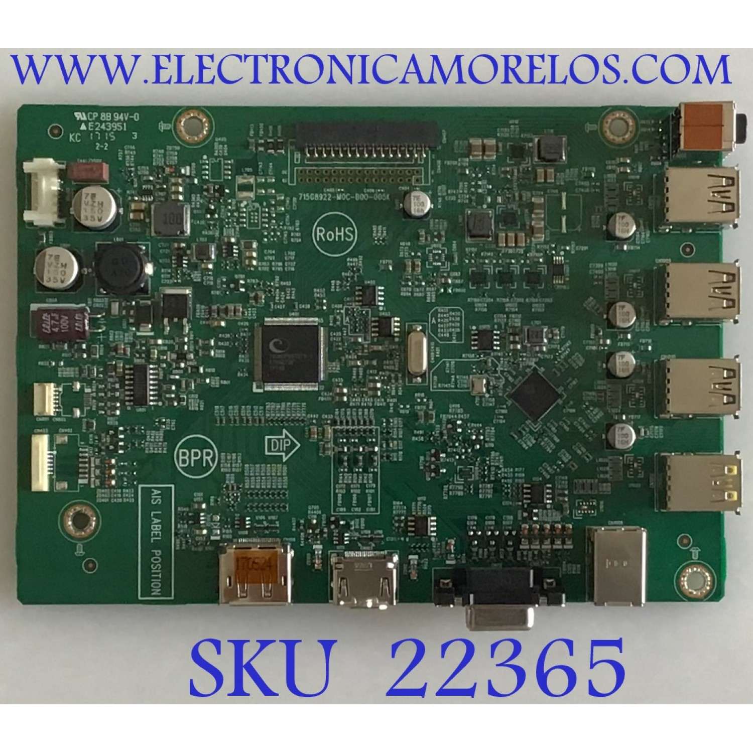 MAIN PARA MONITOR LENOVO / GQCB0LA038 / 715G8922-M0C-B00-005K / (Q)GQGCB0LA038000Q / PANEL LTM240CL08 / MODELO A16240WT0