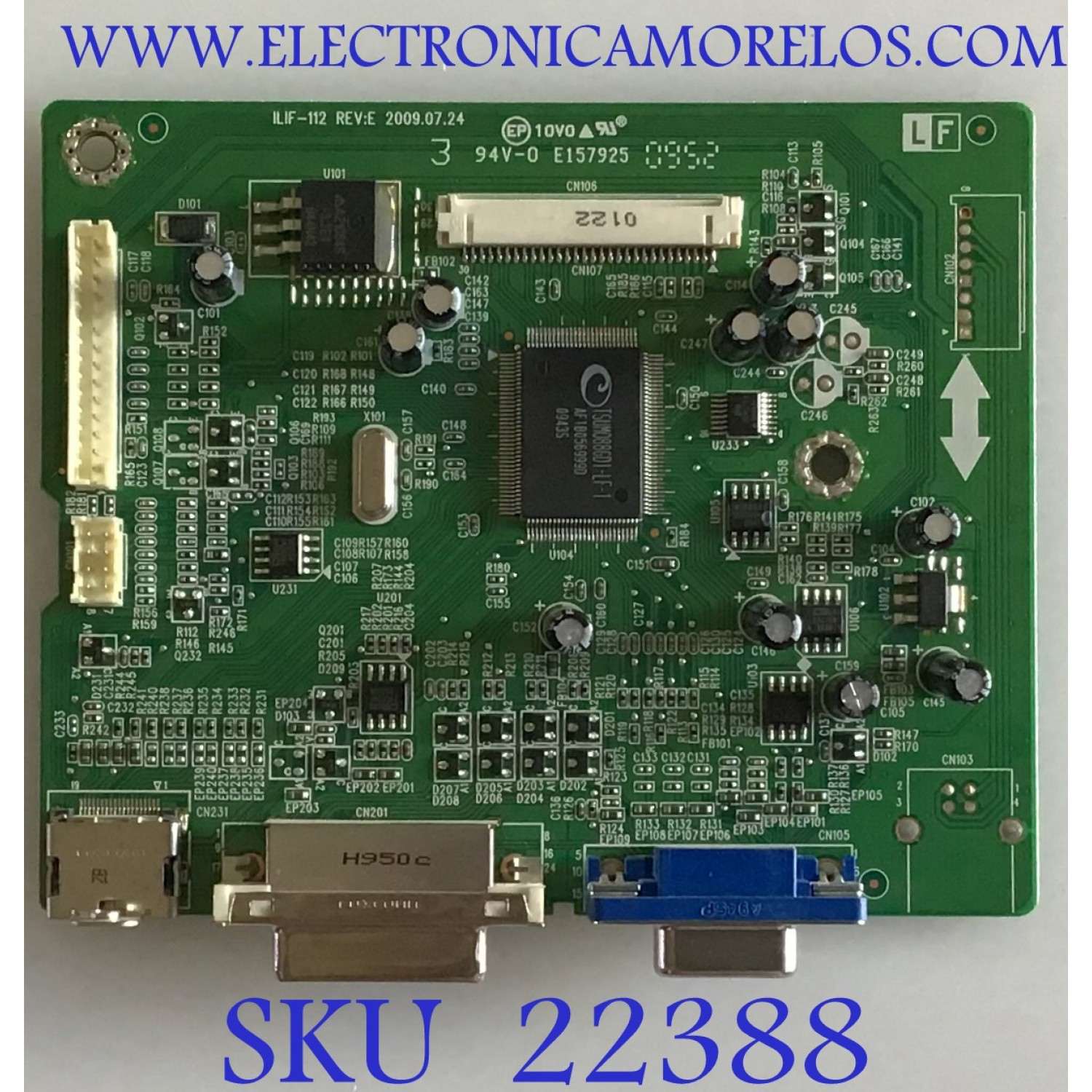 MAIN PARA MONITOR ACER / 792381300704R / 492091300100R / ILIF-112 REV:E / PANEL M240HW01 V.2 / MODELO H243H