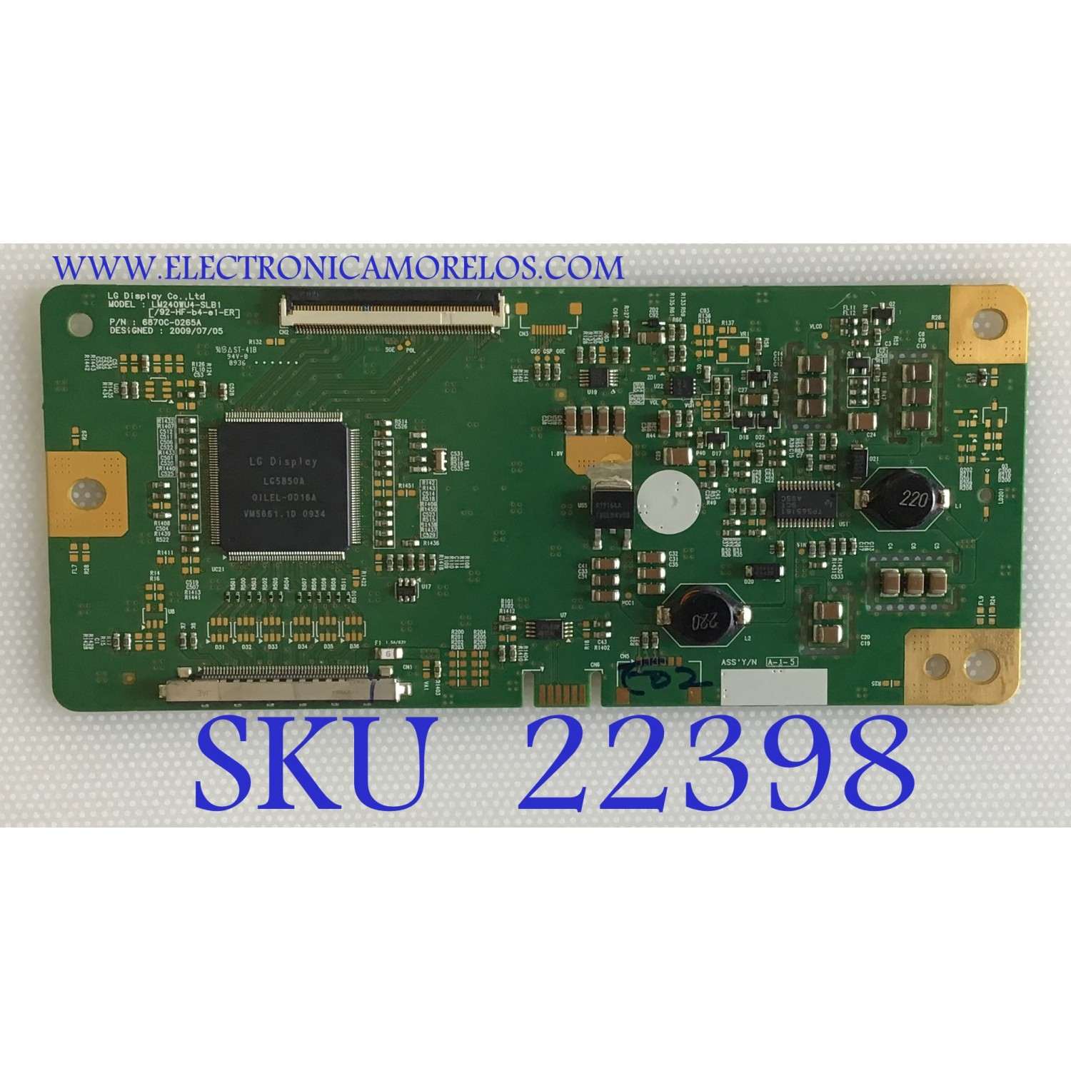 T-CON PARA MONITOR DELL / LJ94-1658A / 6870C-0265A / 1658A / PANEL LM240WU4 (SL)(B1) / MODELO U2410F