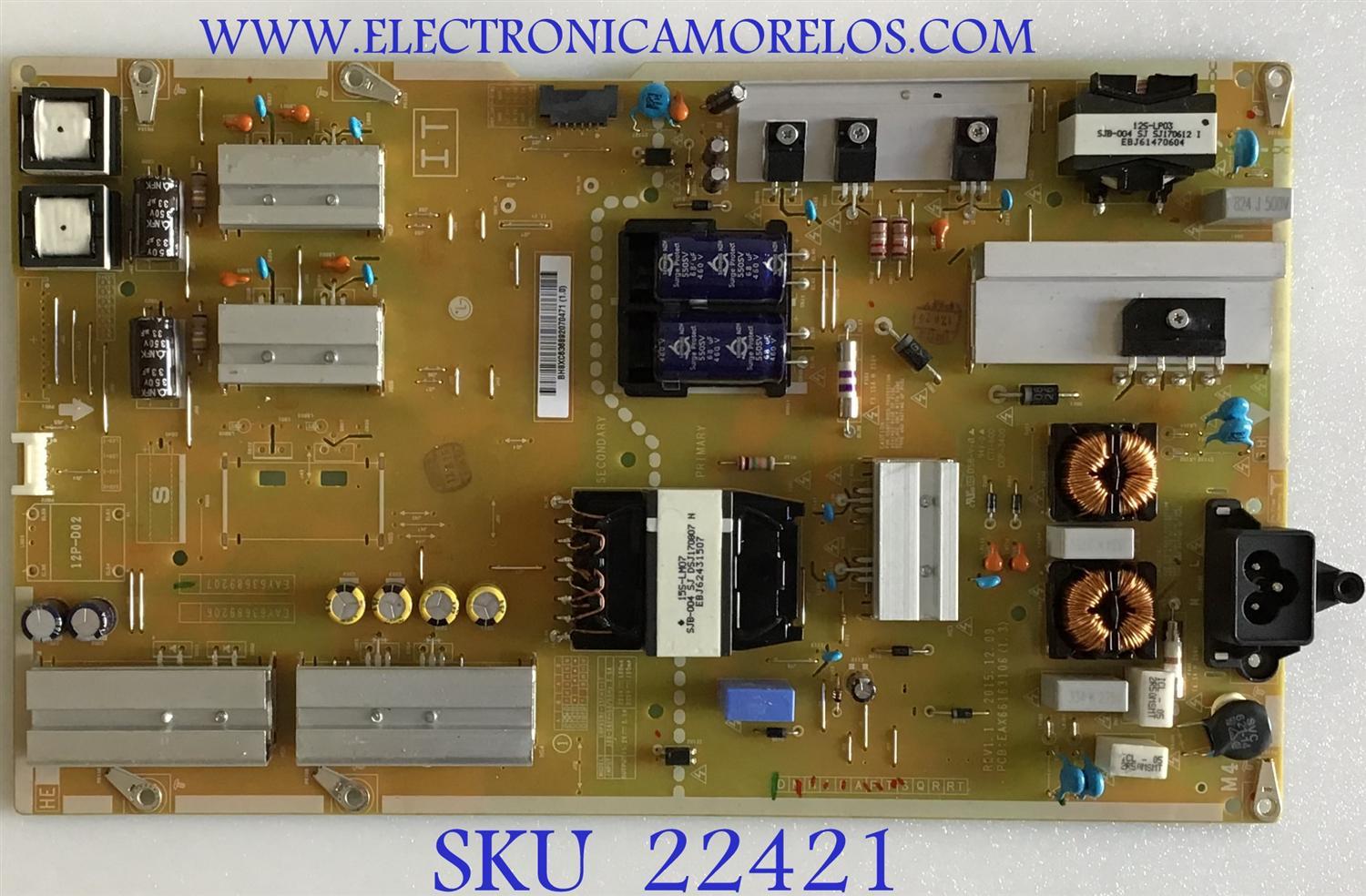 FUENTE DE PODER LG / EAY63689207 / EAX66163106 (1.3) / 63689207 / PANEL LD650EUF (FH)(B1) / MODELO 65SM5KD-BH.AUSSLJM