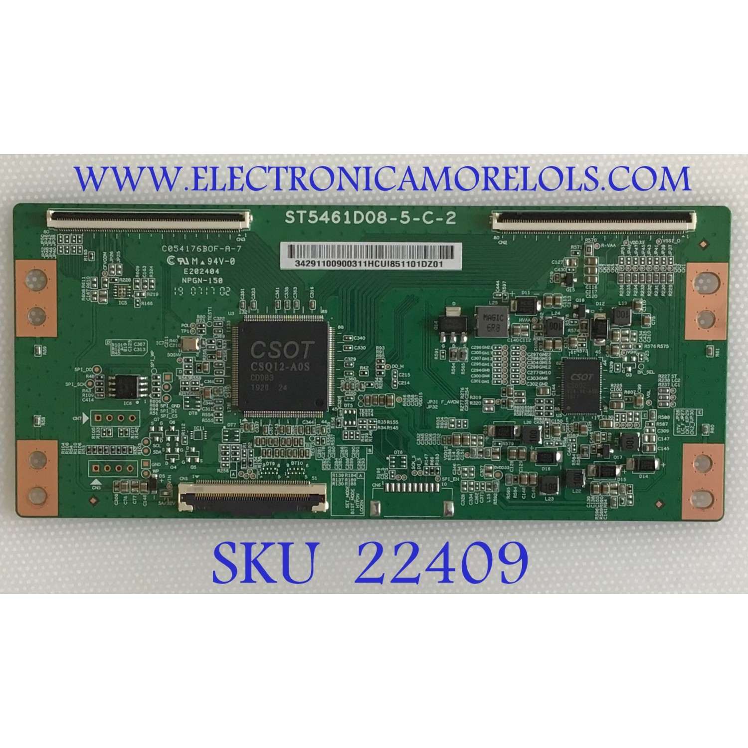 T-CON PARA TV TCL / NUMERO DE PARTE 34291100900311 / ST5461D08-5-C-2 / C054176BOF-A-7 / C054176BOF-A-14 / E202404 / PANEL LVU550NDBL / MODELO 55R625