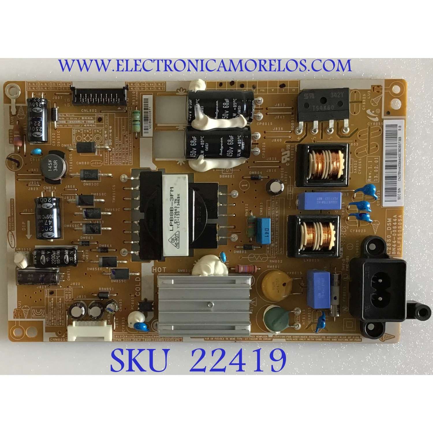 FUENTE DE PODER SAMSUNG / BN4400644A / PSLF550S05A / L28S05A0 / PANEL HF280AGH-R1 / MODELO T28D310NH / ZA