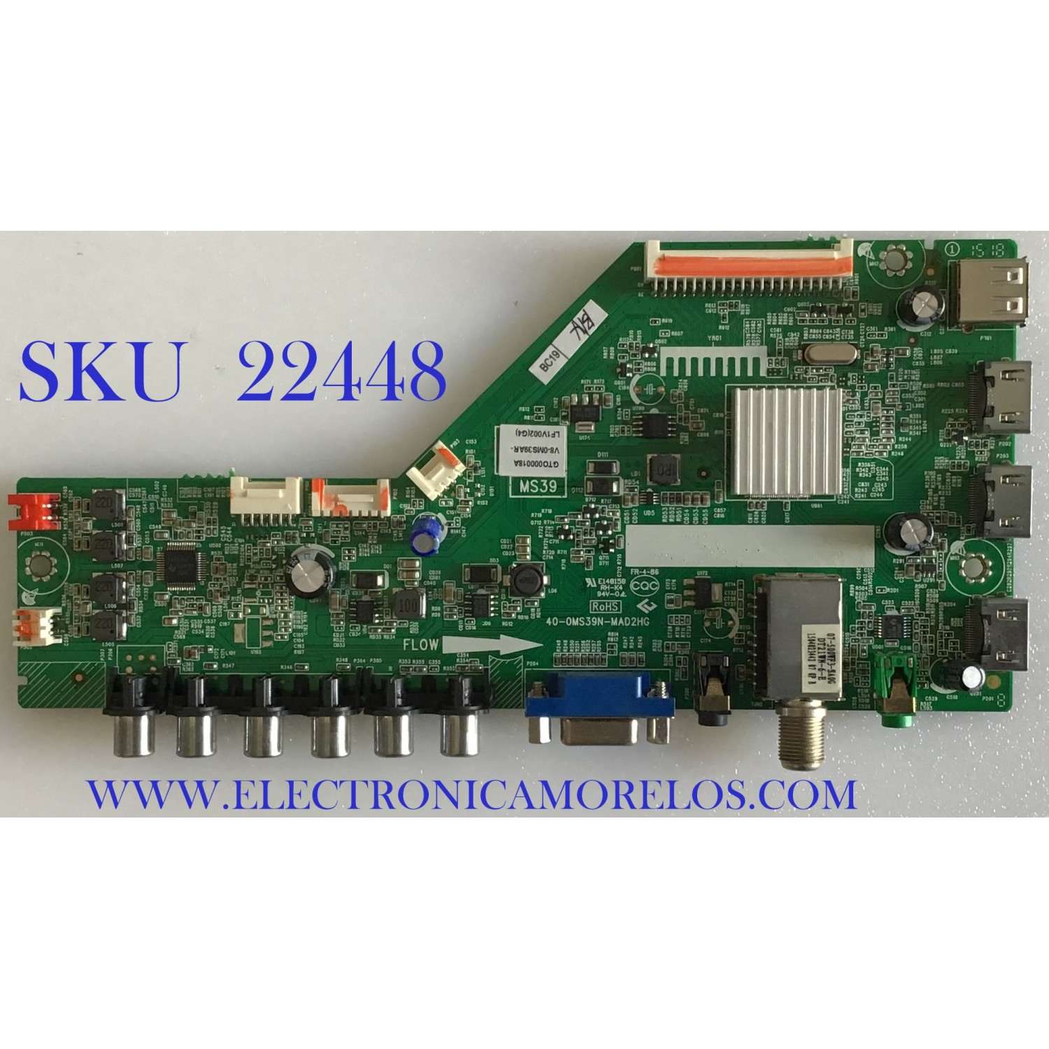 MAIN PARA TV TCL / V8-0MS39AR-LF1V002(G4) / 40-0MS39N-MAD2HG / GTO000018A / PANEL LVF400CM0T E20 / MODELO 40FD2700