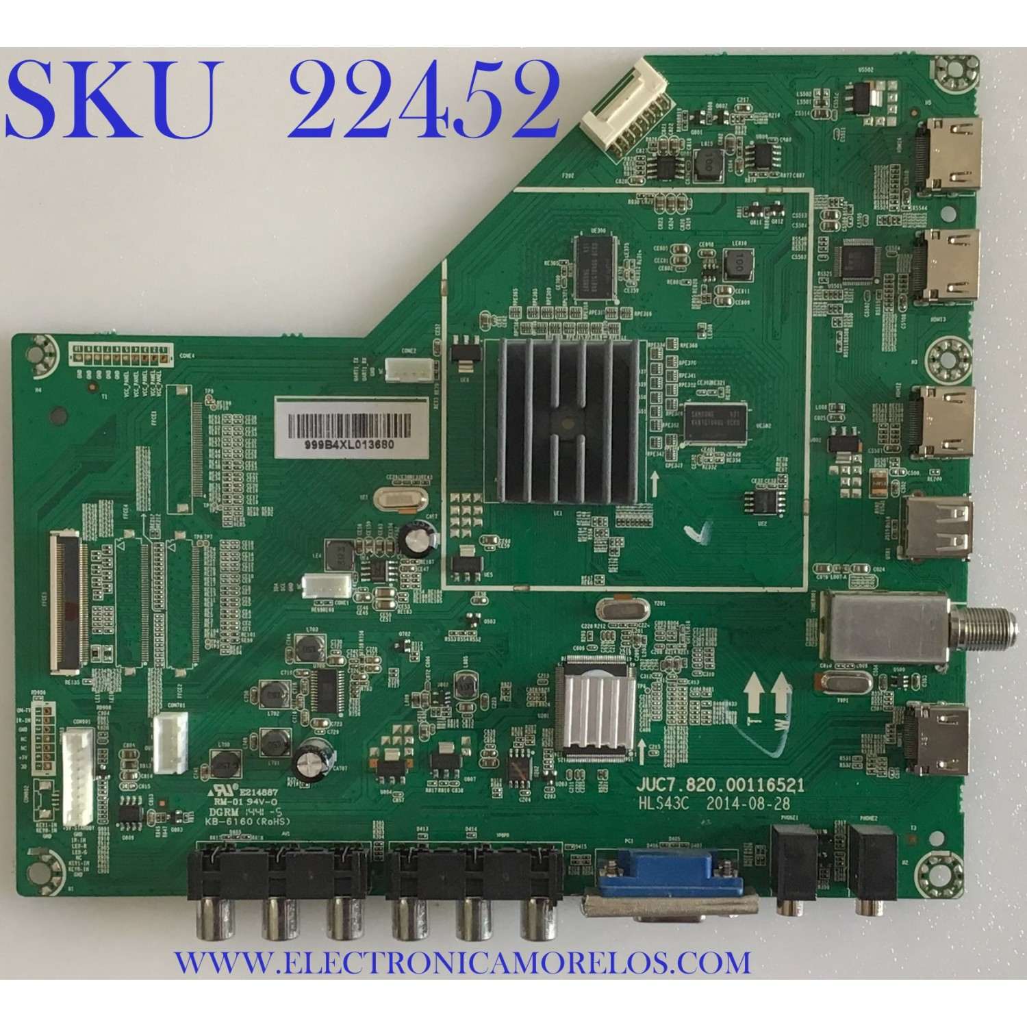 MAIN PARA TV CHANGHONG / 999B4X / JUC7.820.00116521 / PANEL V420DK1-KS1 REV.C8 / MODELO UD42YC5500UA