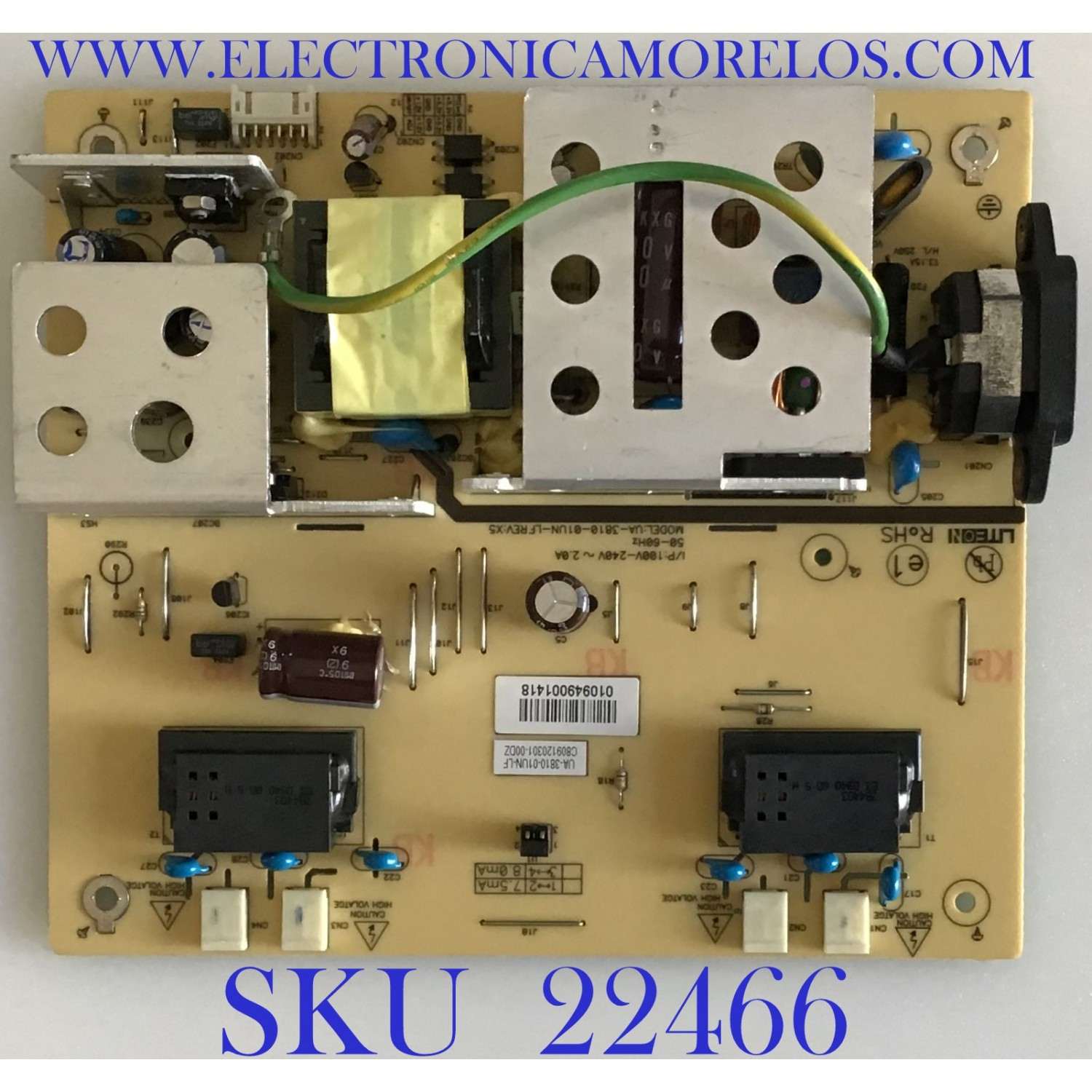 FUENTE DE PODER PARA TV HANNSPREE / UA-3810-01UN-LF / PANEL HSD250MUW2-A00 REV:1 / MODELO ST259MUB / HSG1074