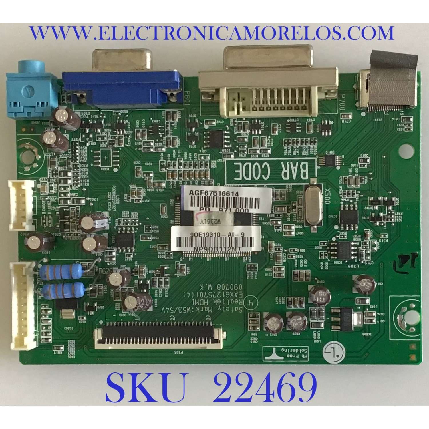 MAIN PARA MONITOR LG / EAX61275701 / EAX61275701 (4) / NP90R112NT / PANEL LM230WF1 (TL)(A3) / MODELO W2361V-PFV.AUSOASN