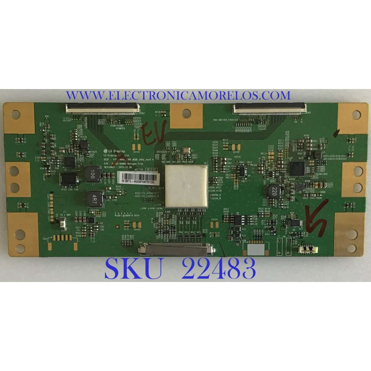 T-CON PARA TV SONY / 6871L-4532A / 6870C-0598A / 4532A / PANEL YS6S550CNG02B / MODELO XBR-55X700D