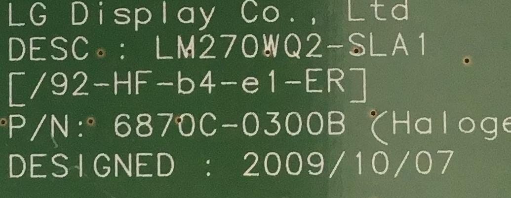 T-CON DELL / 6871L-1966A / 6870C-0300B / LM270WQ2-SLA1 / PANEL LM270WQ2 (SL)(A1) / MODELO U2711b - Imagen 2
