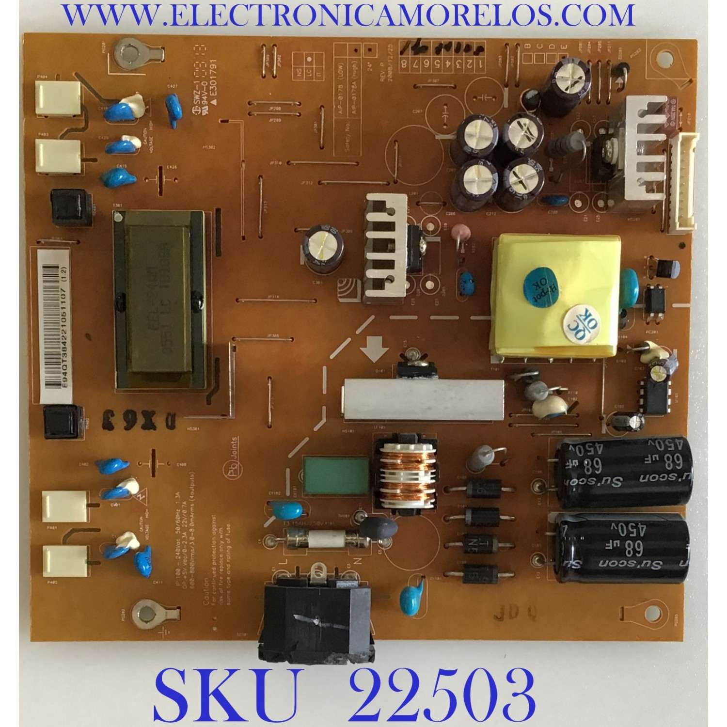 FUENTE DE PODER PARA MONITOR LG / EAY38422105 / AIP-0178A / PANEL M240HW01 V.0 / MODELO W2453V-PFV.AUSVAPN
