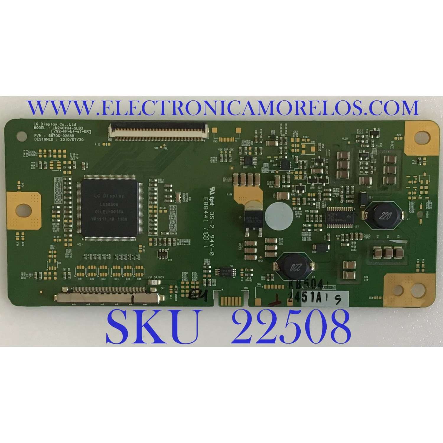 T-CON PARA MONITOR DELL / 6871L-2451A / 6870C-0265B / 2451B / PANEL LM240WU4 (SL)(B3) / MODELO U2410F