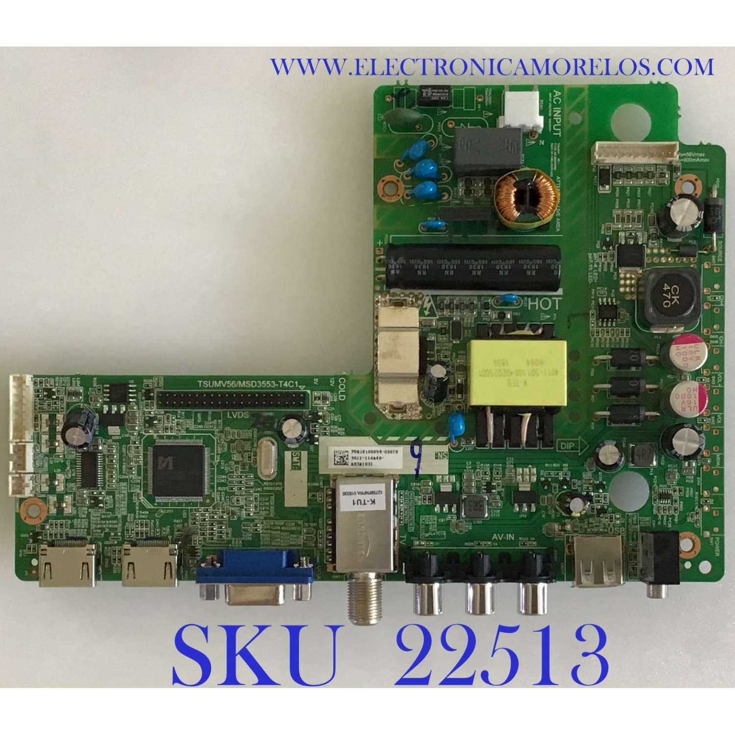 MAIN FUENTE ((COMBO)) PARA TV WBOX / P0Q18100094-03078 / TSUMV56/MSD3553-T4C1 / 9011-11448 / PANEL K320WD82 / MODELO 0E-32LED