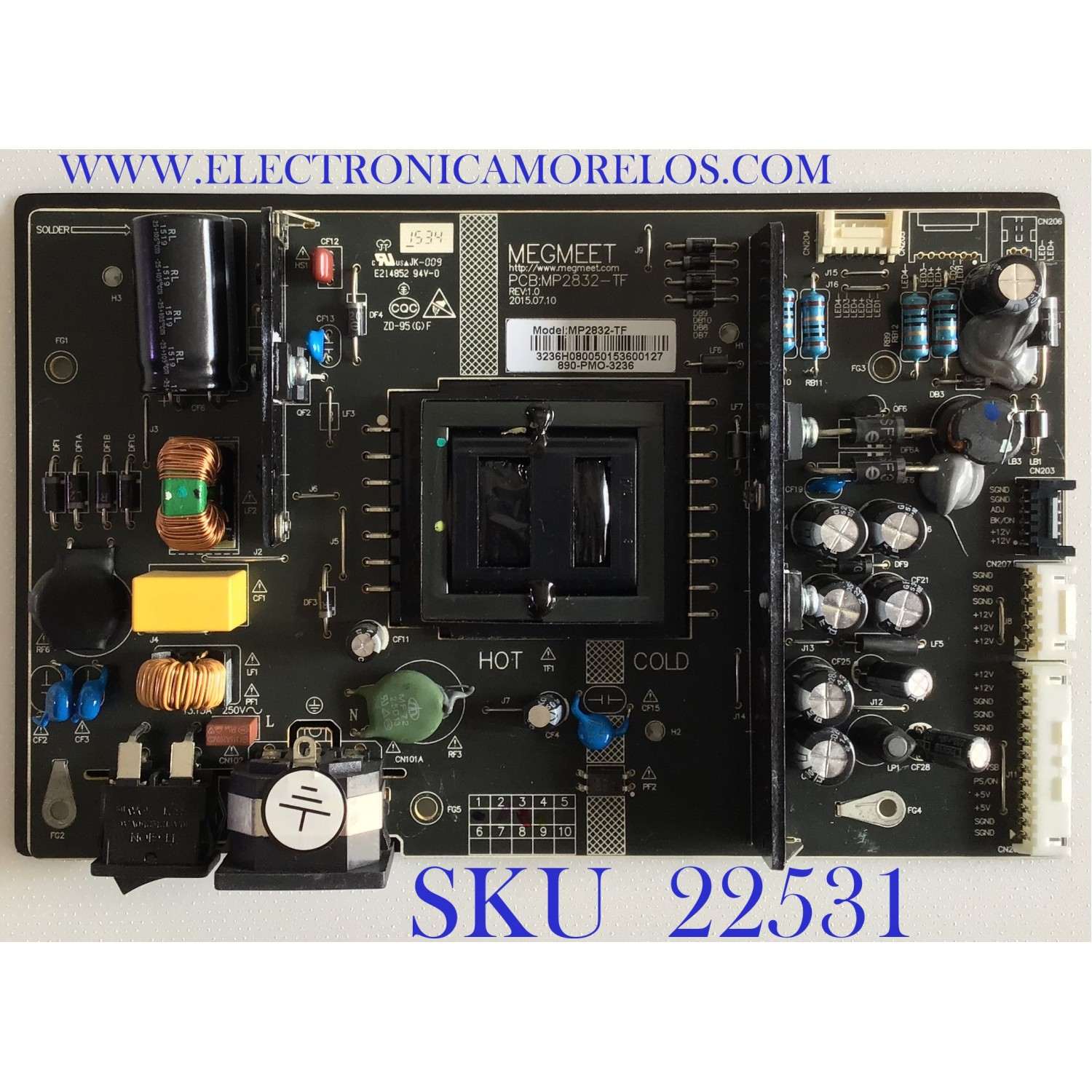 FUENTE DE PODER PARA MONITOR SEIKI / 890-PMO-3236 / MP2832-TF / PANEL M280DGJ-L30 REV.C1 / MODELO SM28UTR