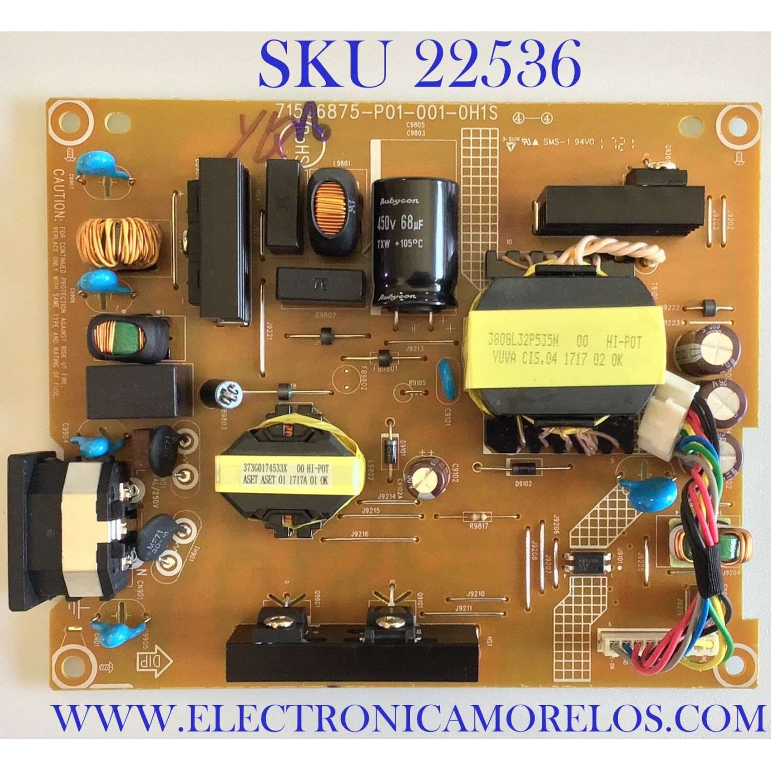 FUENTE DE PODER PARA MONITOR DELL / ADPCE1912QA3 / 715G6875-P01-001-0H1S/ (F)ADPCE1912QA3 / PANEL LM250WQ1 (SS)(A1) / MODELO U2515H