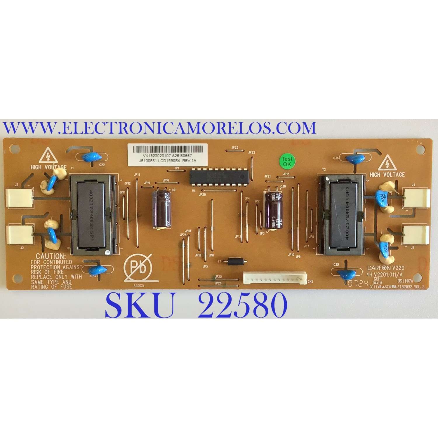INVERSOR PARA MONITOR NEC / VK1322020107 / J8100861 / 4H.V2201.011/A / PANEL LTB190E2-L01 / MODELO L195RR