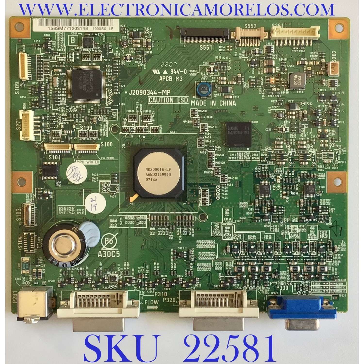 MAIN PARA MONITOR NEC / 158SM771203148 / J2090344-MP / LCD1990SX  / PANEL LTB190E2-L01 / MODELO L195RR