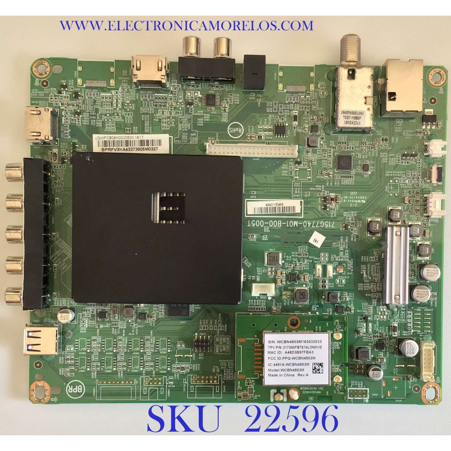 MAIN PARA TV VIZIO / XFCB06K002 / 715G7740-M01-B00-005T / (Q)XFCB06K002050X / PANEL TPT315B5-WHBN0.K REV:S5941J / MODELO E32H-D1 LTTUUEBS