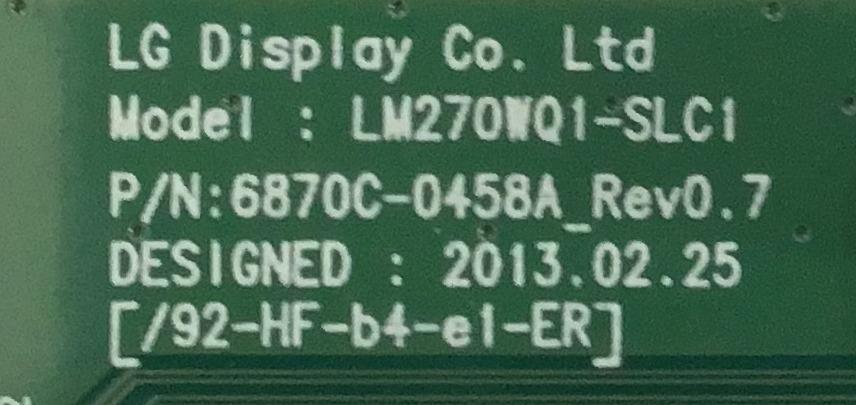 T-CON PARA MONITOR HP / 6871L-3306B / 6870C-0458A / 3306B / PNEL LM270WQ1 (SL)(C2) / MODELO Z27I - Imagen 2