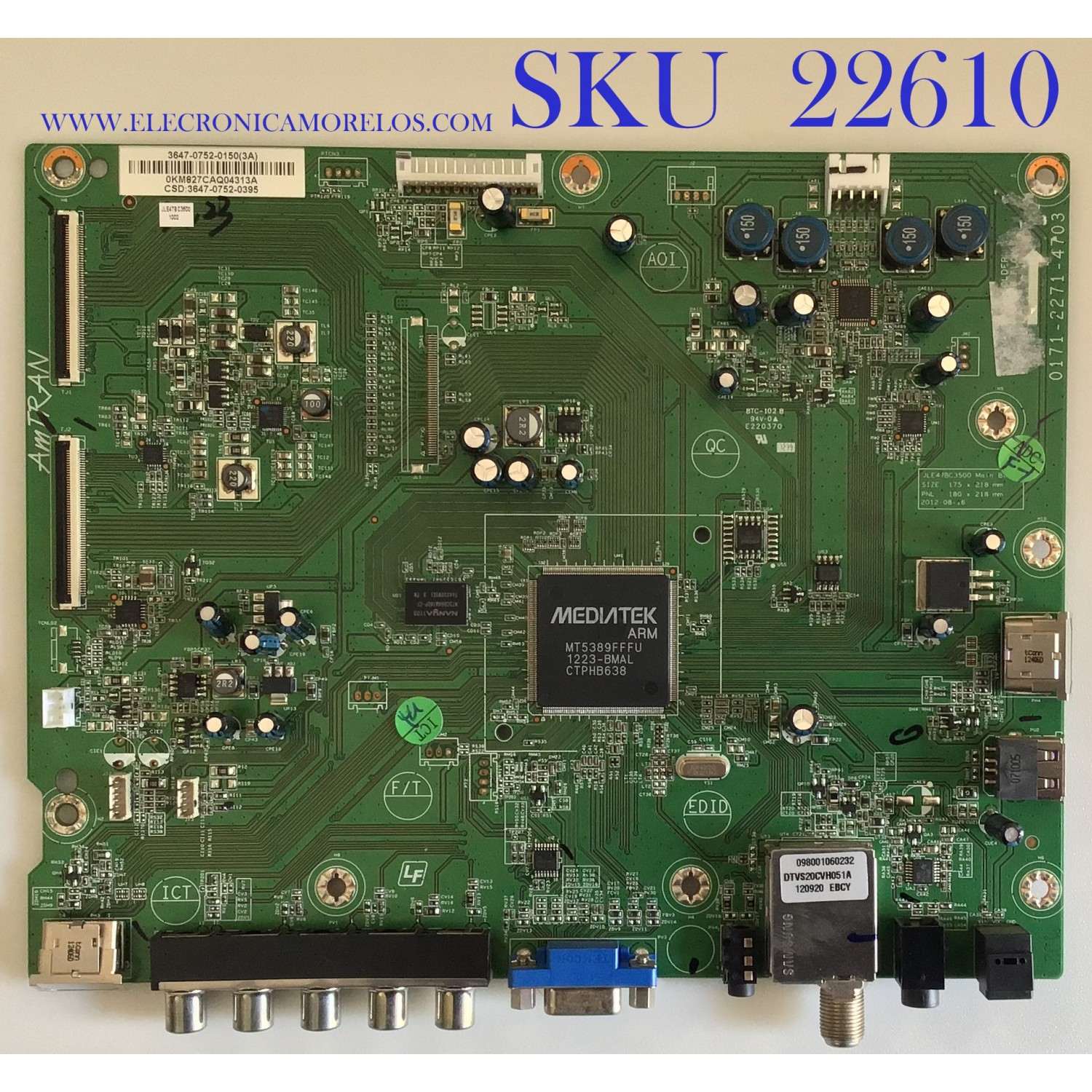 MAIN PARA TV JVC / 3647-0752-0150 / 0171-2271-4703 / 3647-0752-0395 / PANEL LC470EUG (RD)(V2) / MODELO JLE47BC3500