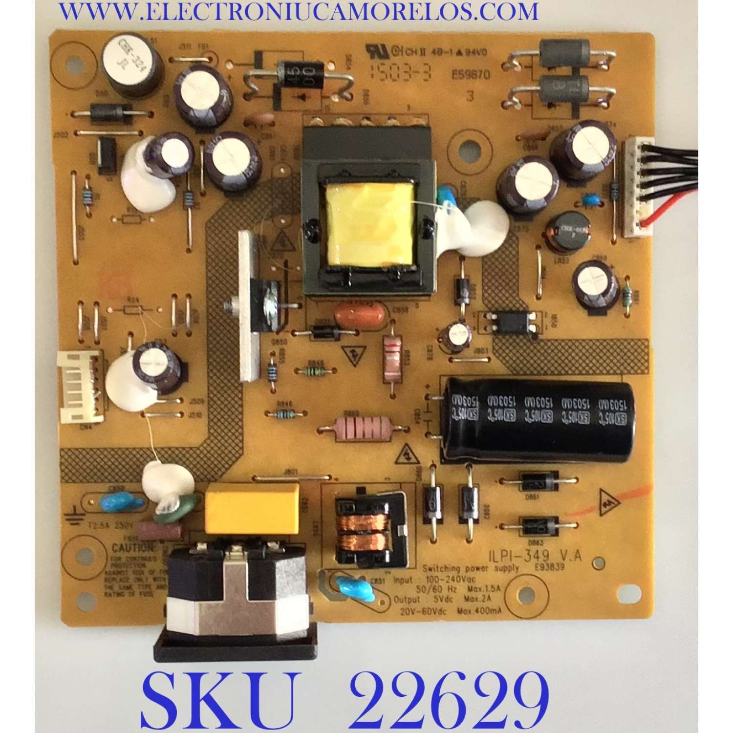 FUENTE DE PODER PARA MONITOR / VIEWSONIC / 790RR1400601R00 / 491A017T1400R03 / ILPI-349 V.A / PANEL M236HJJ-L31 REV.C1 / MODELO VA2465SMH