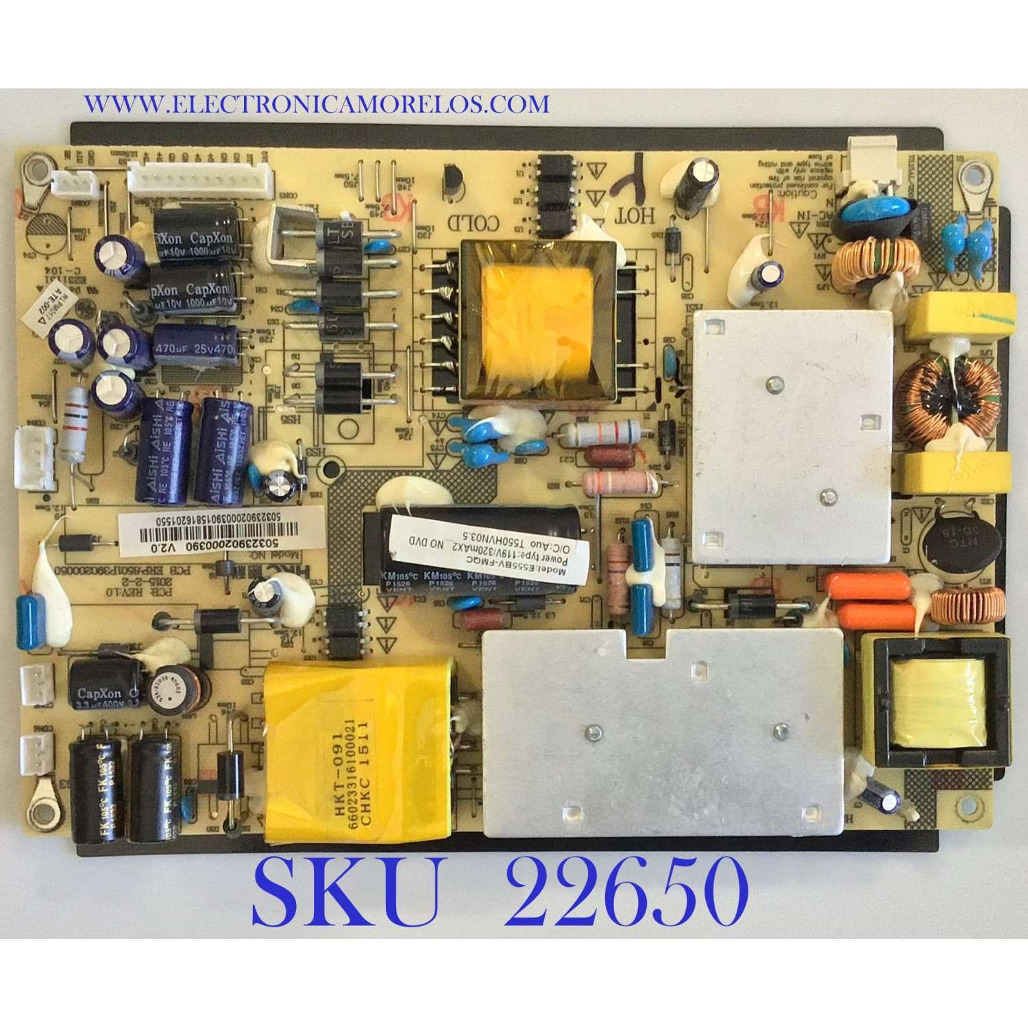 FUENTE DE PODER PARA TV SCEPTRE / 50323902000390 / 6501P390200050 / PANEL HK550WLEDM-AH99H / MODELO E555BV