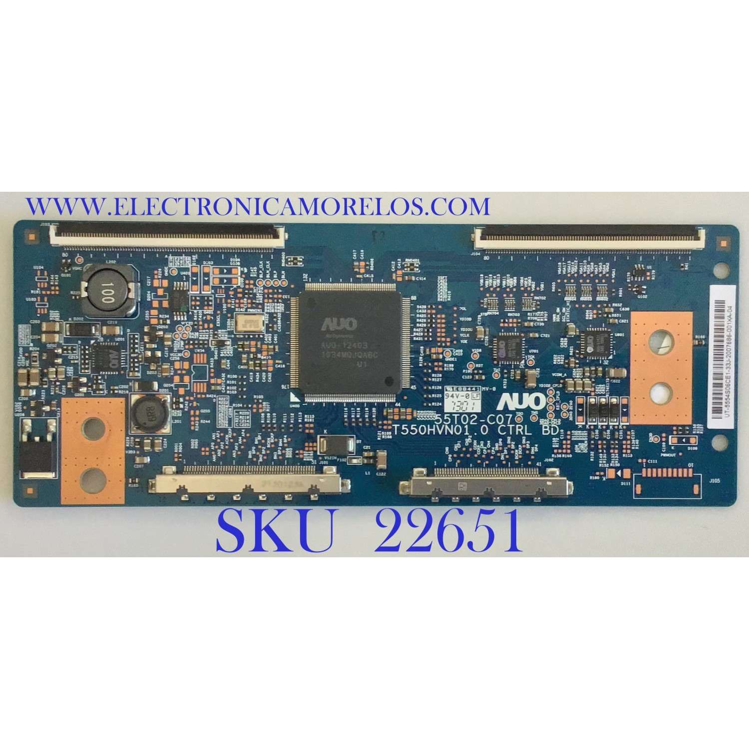 T-CON PARA TV INSIGNIA / 55.54S06.CE1 / 55T02-C07 / T550HVN01.0 / PANEL T550HVN01.8 / MODELO NS-55D440NA14
