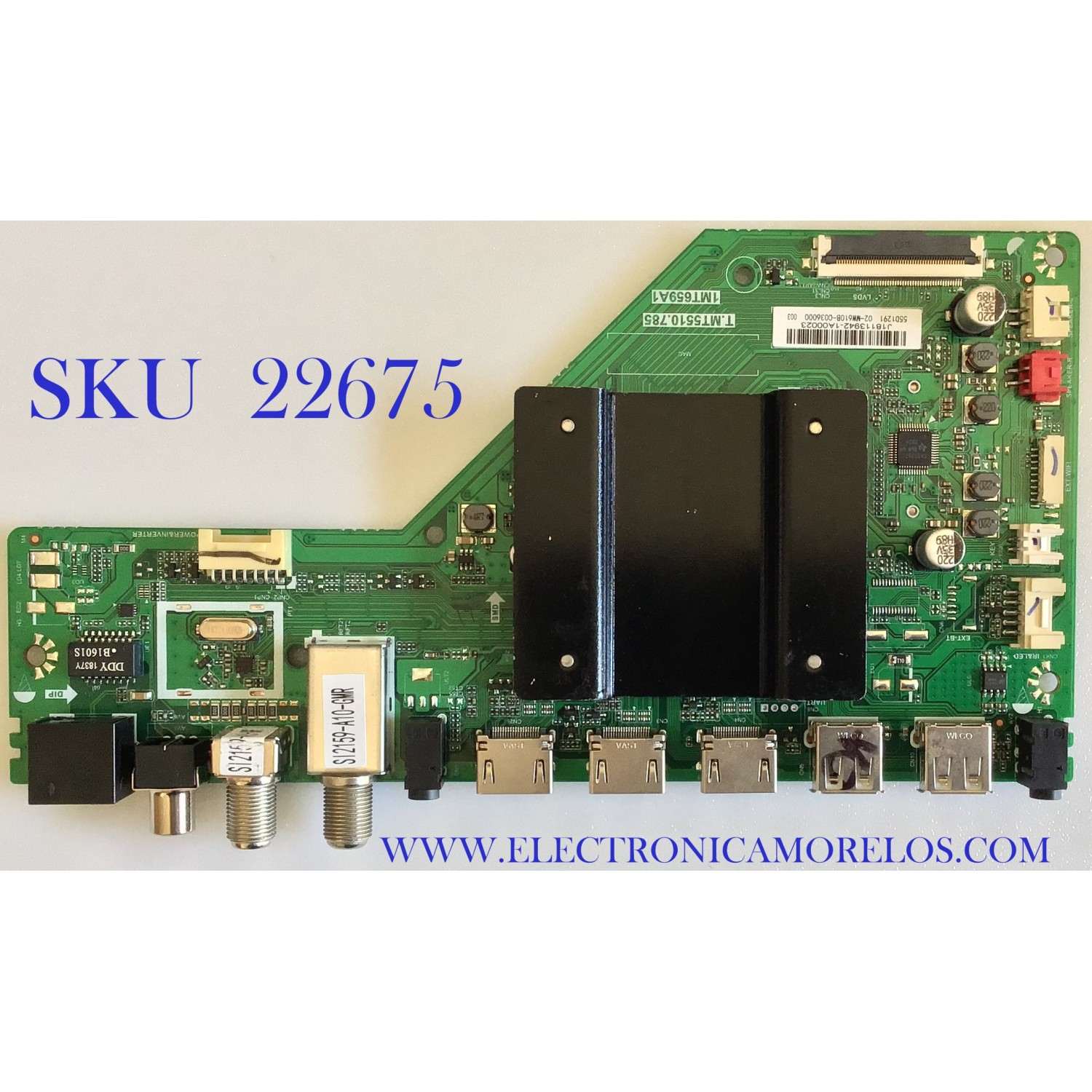 MAIN PARA TV MASTERTECH 02-MW610B-C036000 / J18113942 / T.MT5510.785 / 1MT659A1 / 55D1291 / 49D1291 / MODELOS 55D1291 / ESTA TARJETA ES CHINA Y ES UTILIZADA EN DIFERENTES MARCAS Y MODELOS / ENTRAR A DESCRIPCIÓN DEL PRODUCTO