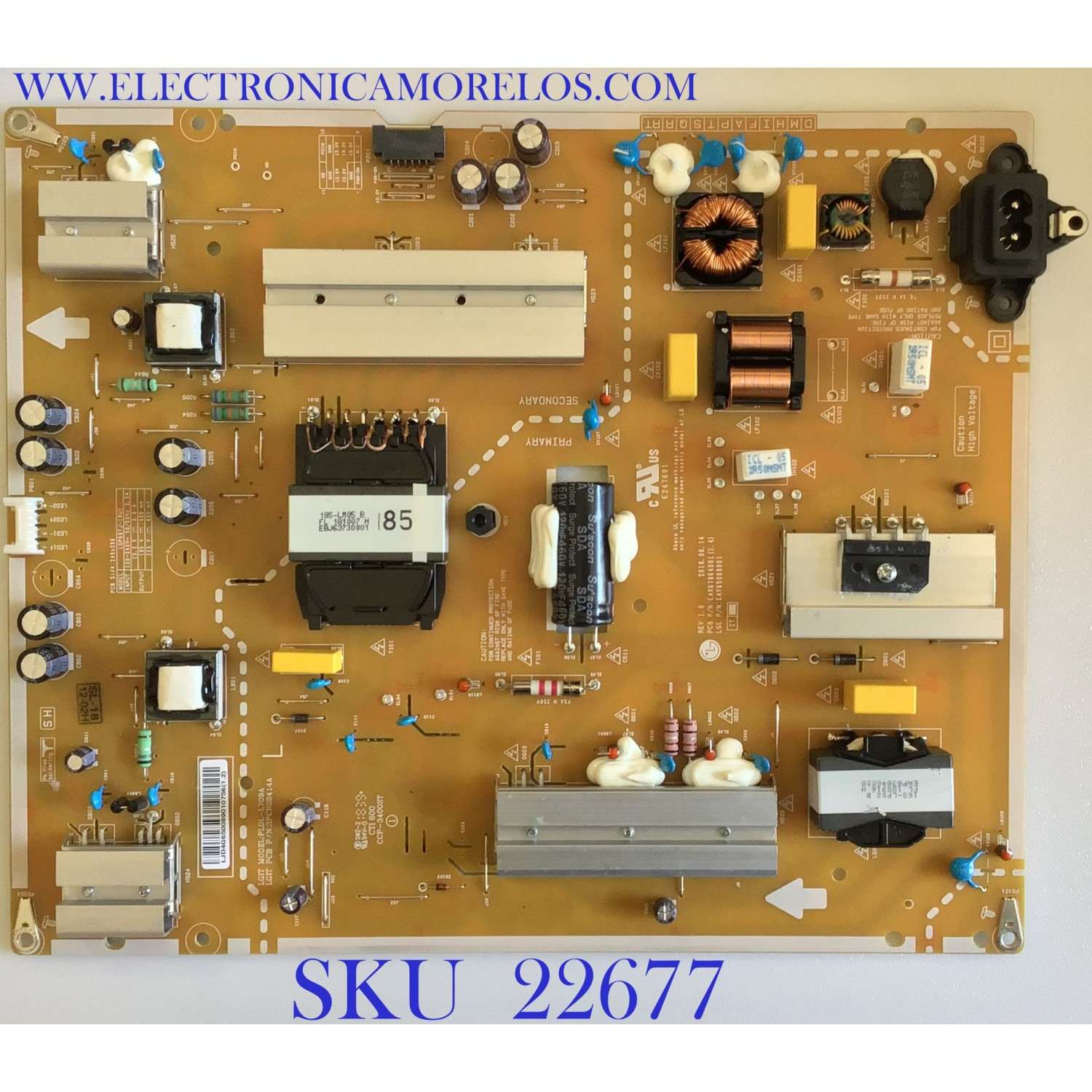 FUENTE DE PODER ORIGINAL PARA TV LG / NUMERO DE PARTE EAY65008901 / EAX67864901 / 65008901 / 3PCR02414A / EAX67864901(1.4) / PANEL NC600DQE / MODELOS 60UK6090PUA / 60UK6090PUA.BUSMLJR / 60UM6900PUA / 60UM6900PUA.BUSMLOR
