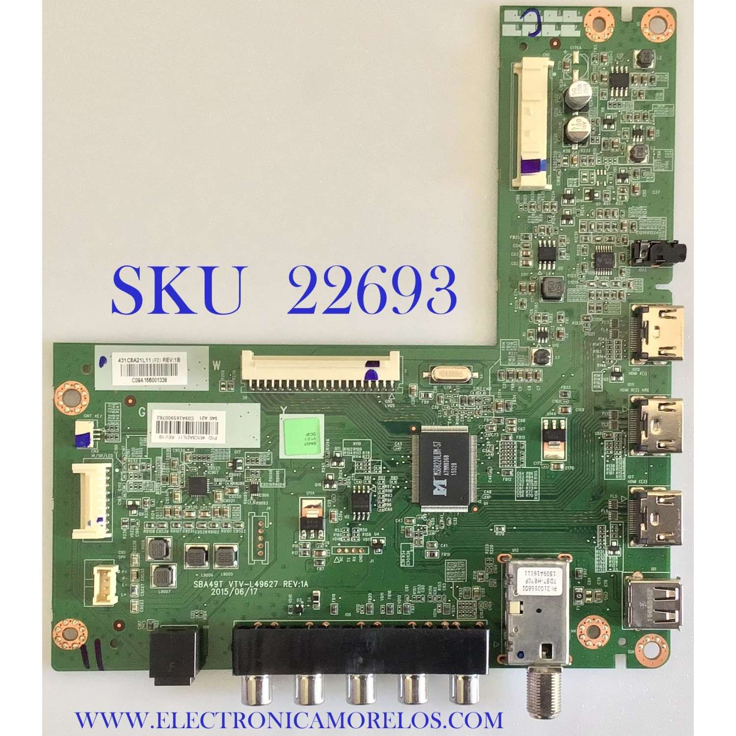 MAIN PARA TV TOSHIBA / NUMERO DE PÁRTE 431C8A21L11 / 461C8A21L11 / VTV-149627 REV.1A / VTV-149627 / PANEL ´S LC430DUX (SH)(A1) / K430WDR (3) AT3 / MODELO 43L310U