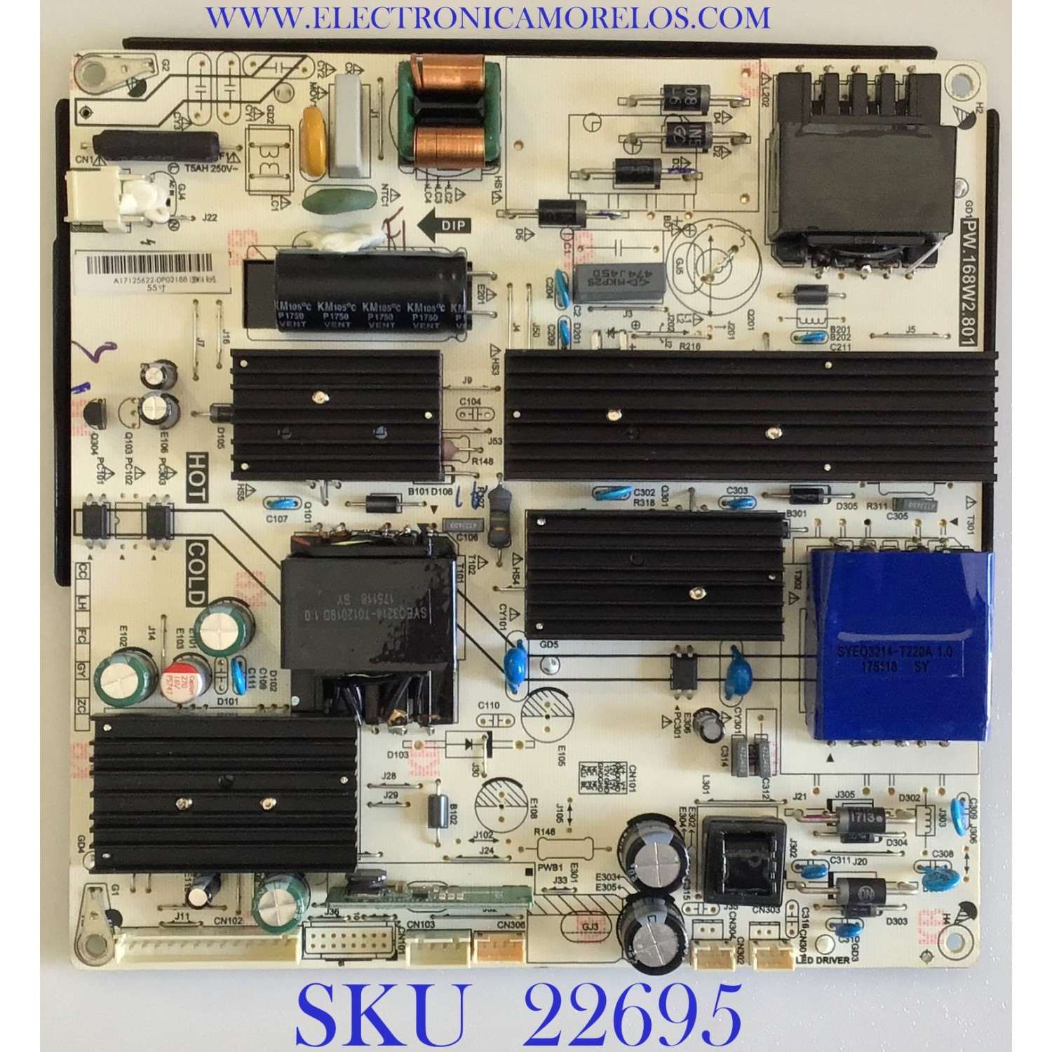 FUENTE DE PODER PARA TV POLAROID / A17125622 / PW.168W2.801 / A17125622-0P02188 / ESTA TARJETA ES CHINA Y ES UTILIZADA EN DIFERENTES MARCAS Y MODELOS / ENTRAR A DESCRIPCIÓN DEL PRODUCTO