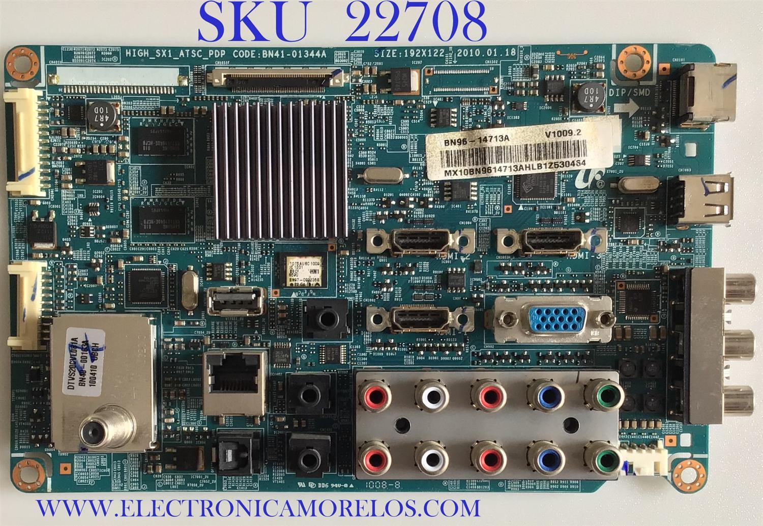 MAIN PARA TV SAMSUNG / BN96-14713A / BN41-01344A / SUSTITUTAS BN94-03262G / BN94-03775B / BN96-15072A / PANEL S50FH-YB06 / MODELO PN50C550G1FXZA