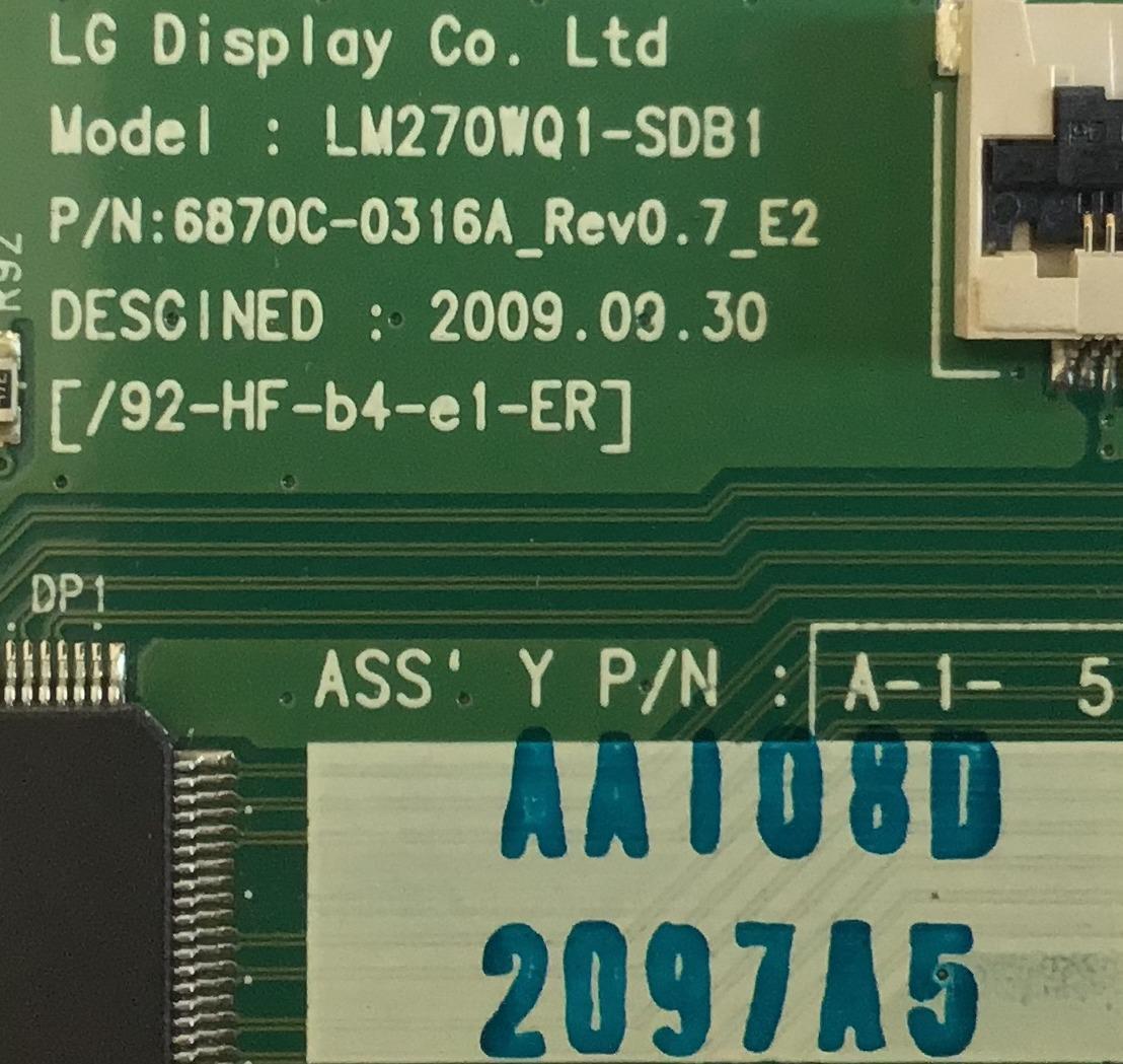 T-CON PARA TV LG / 6871L-02097A / 6870C-0316A / 2097A / PANEL LM270WQ1 (SD)(B1) - Imagen 2
