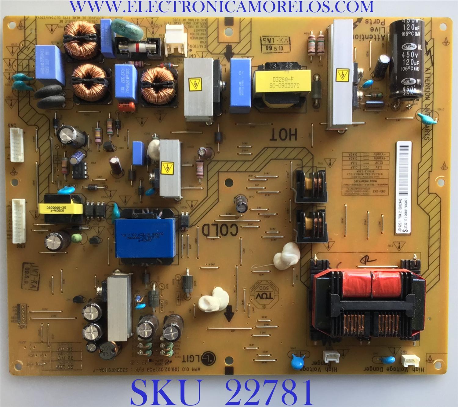 FUENTE DE PODER PARA TV PHILIPS / 272217100691 / 2300KPG110A-F / 2722 171 00691 / MODELO 32PFL6704D/F7