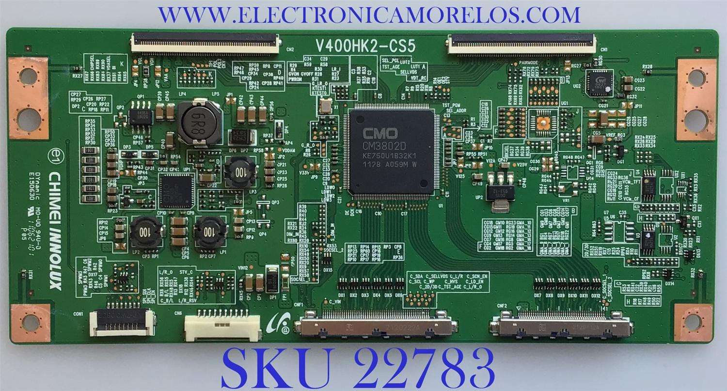 T-CON PARA TV TOSHIBA / 35-D073370 / V400HK2-CS5 / PANEL V400HK2-LS5 REV.C1 / MODELO 40L5200U2