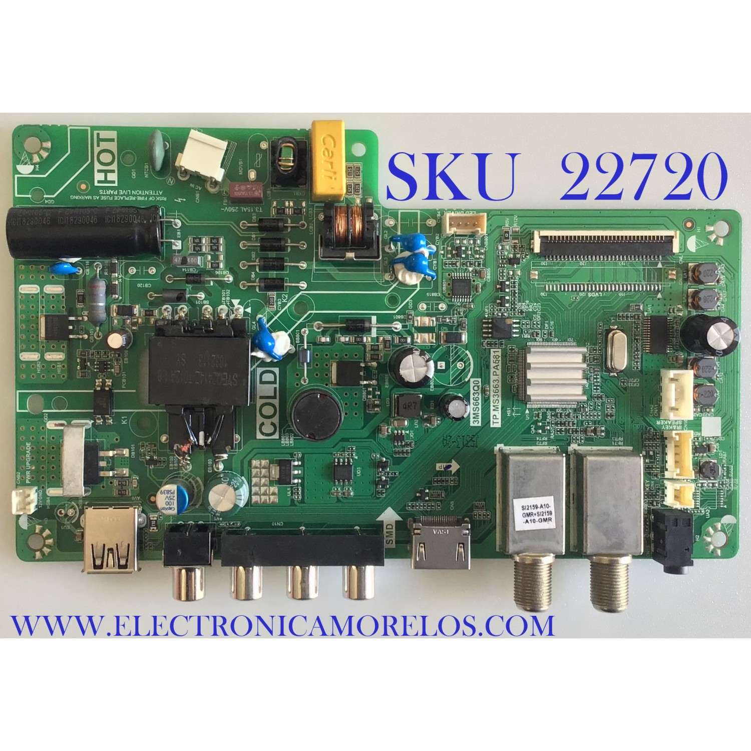 MAIN PARA TV  TCL / K18115313 / TP.MS3663.PA581 / 3MS663Q0 / 02-SV663A-C176000 / ESTA TARJETA ES CHINA Y ES UTILIZADA EN DIFERENTES MARCAS Y MODELOS / ENTRAR A DESCRIPCIÓN DEL PRODUCTO