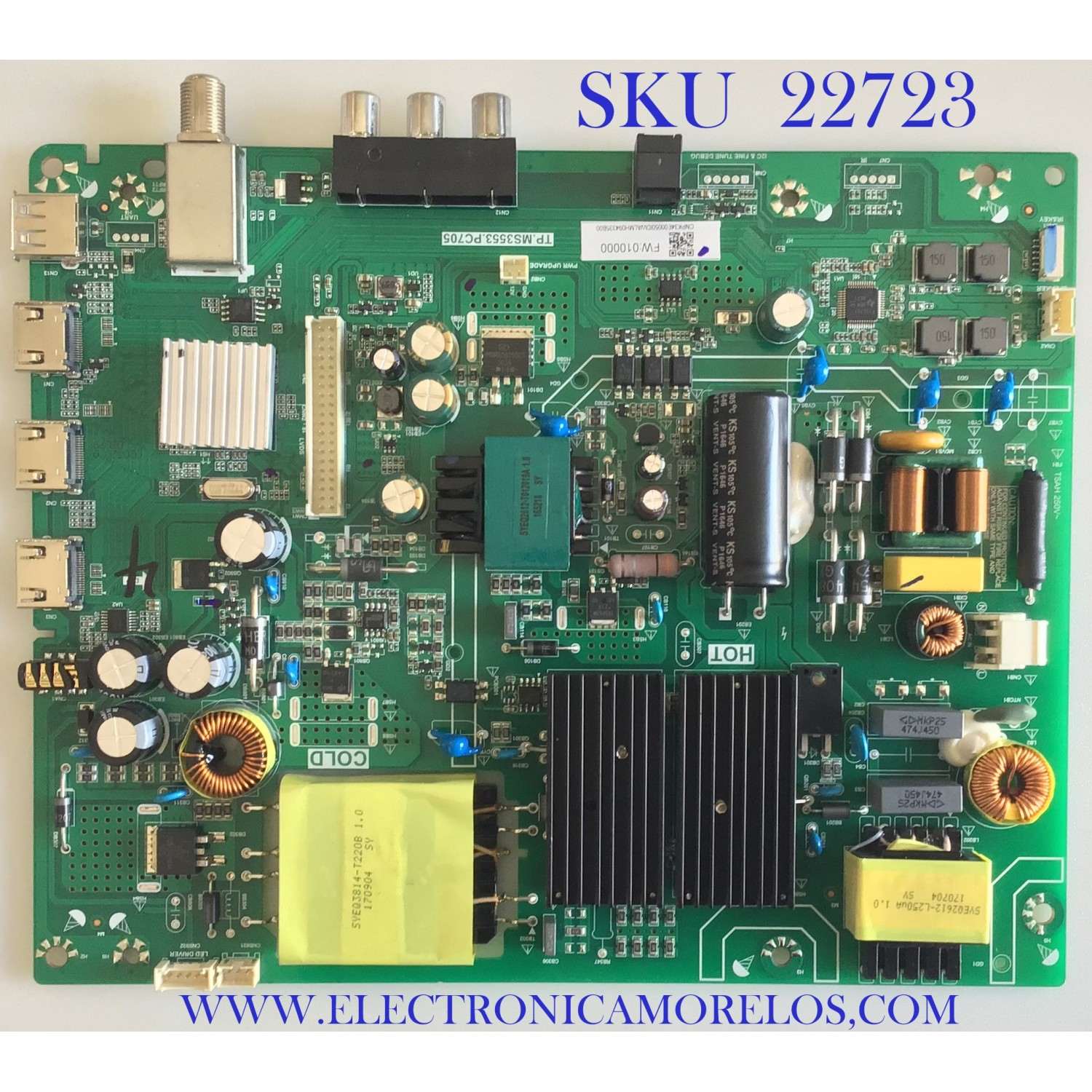 MAIN FUENTE PARA TV TOSHIBA / PK34E00050I / TP.MS3553.PC705 / H17020320 / PANEL K490WDRA / MODELO 49L420U