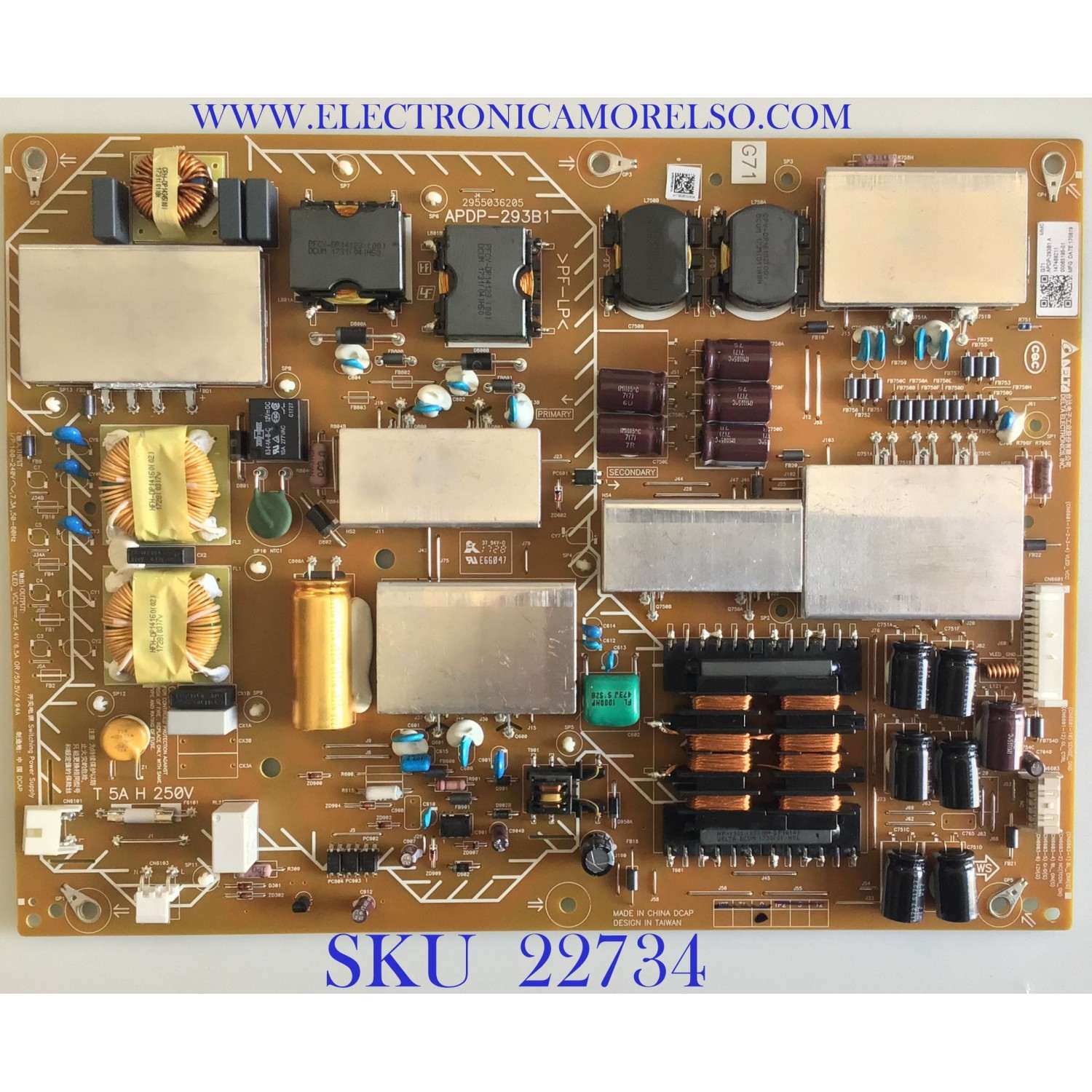 FUENTE DE PODER PARA TV SONY / 1-474-682-11 / APDP-293B1A / 2955036205 / 147468211 / MODELO XBR-75X900E