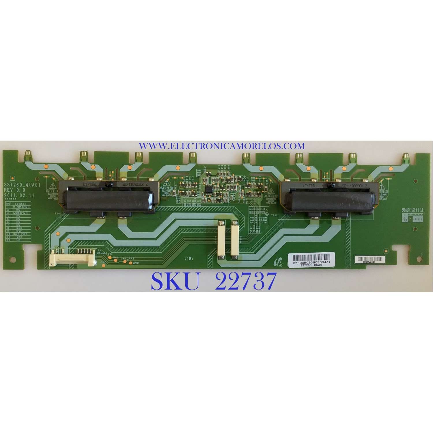 BACKLIGHT INVERTER PARA TV SAMSUNG / LJ97-03500B / SST260_4UA01 REV 0.0 / 03500B / PANEL LTF260AP05 / MODELO LN26D450G1DXZA SG02
