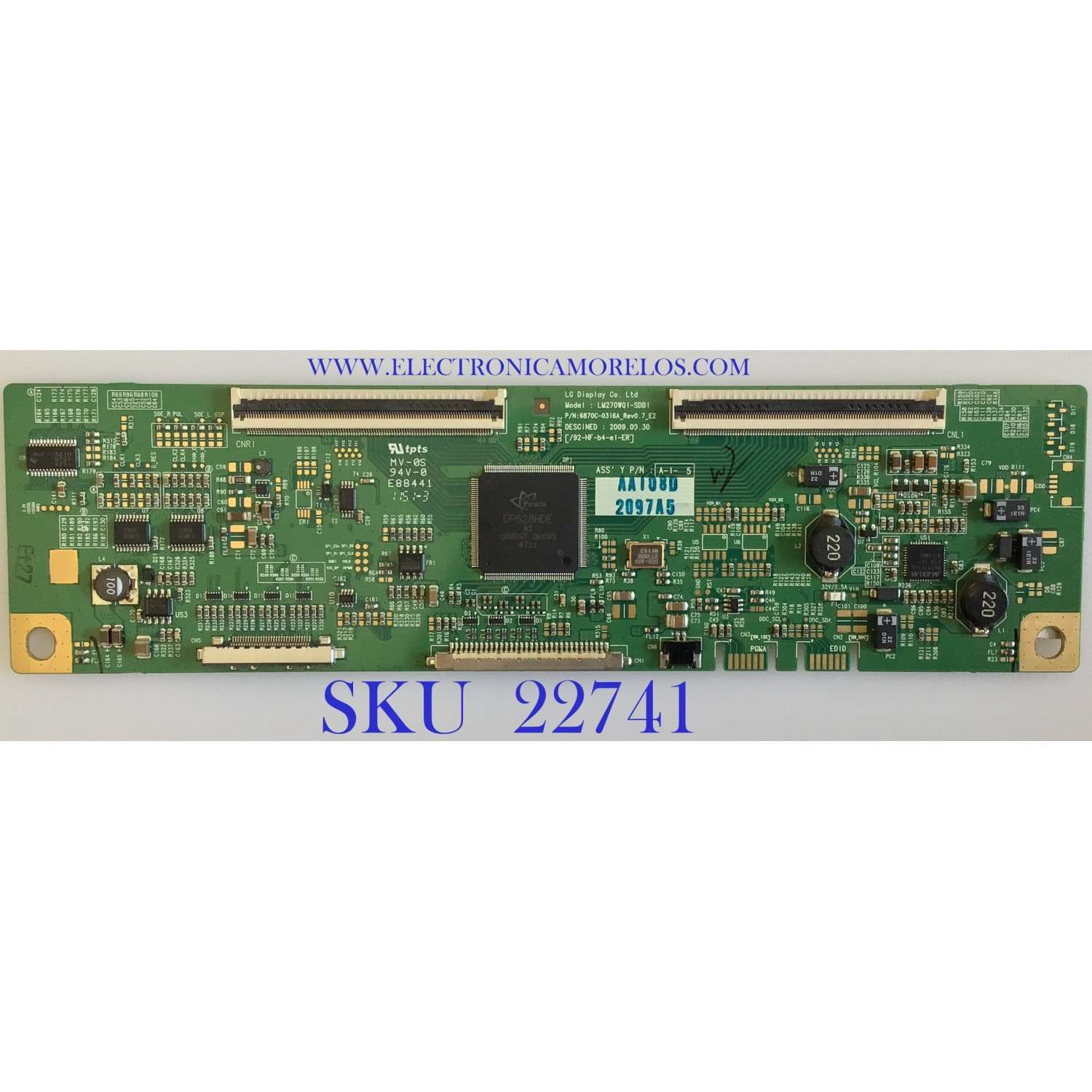 T-CON PARA TV LG / 6871L-02097A / 6870C-0316A / 2097A / PANEL LM270WQ1 (SD)(B1)