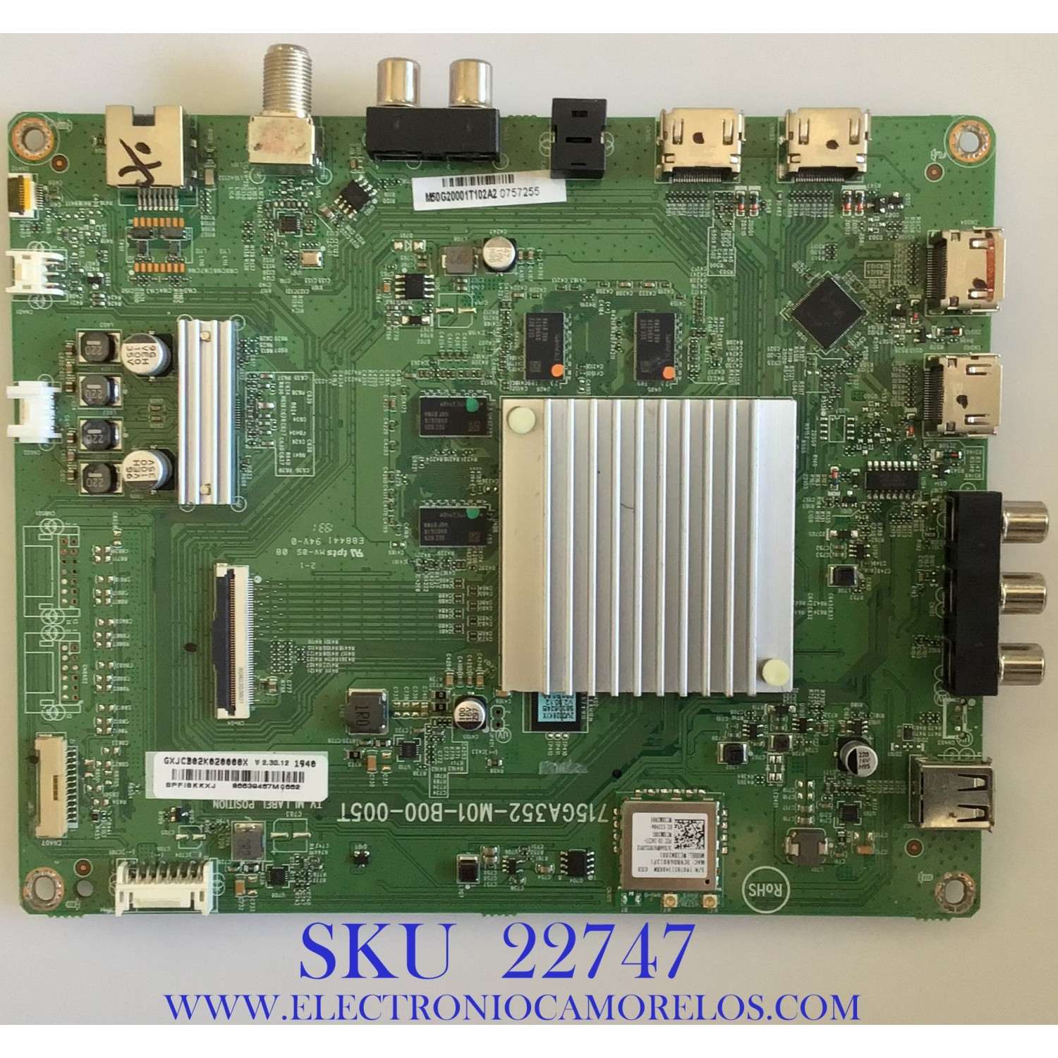 MAIN PARA TV VIZIO / 756TXJCB02K020 / GXJCB02K020000X / 715GA352-M01-B00-005T / PANEL TPT500U1-QVN03.U REV.SFB1GC / MODELOS M507RED-G1 LTCWZFKV