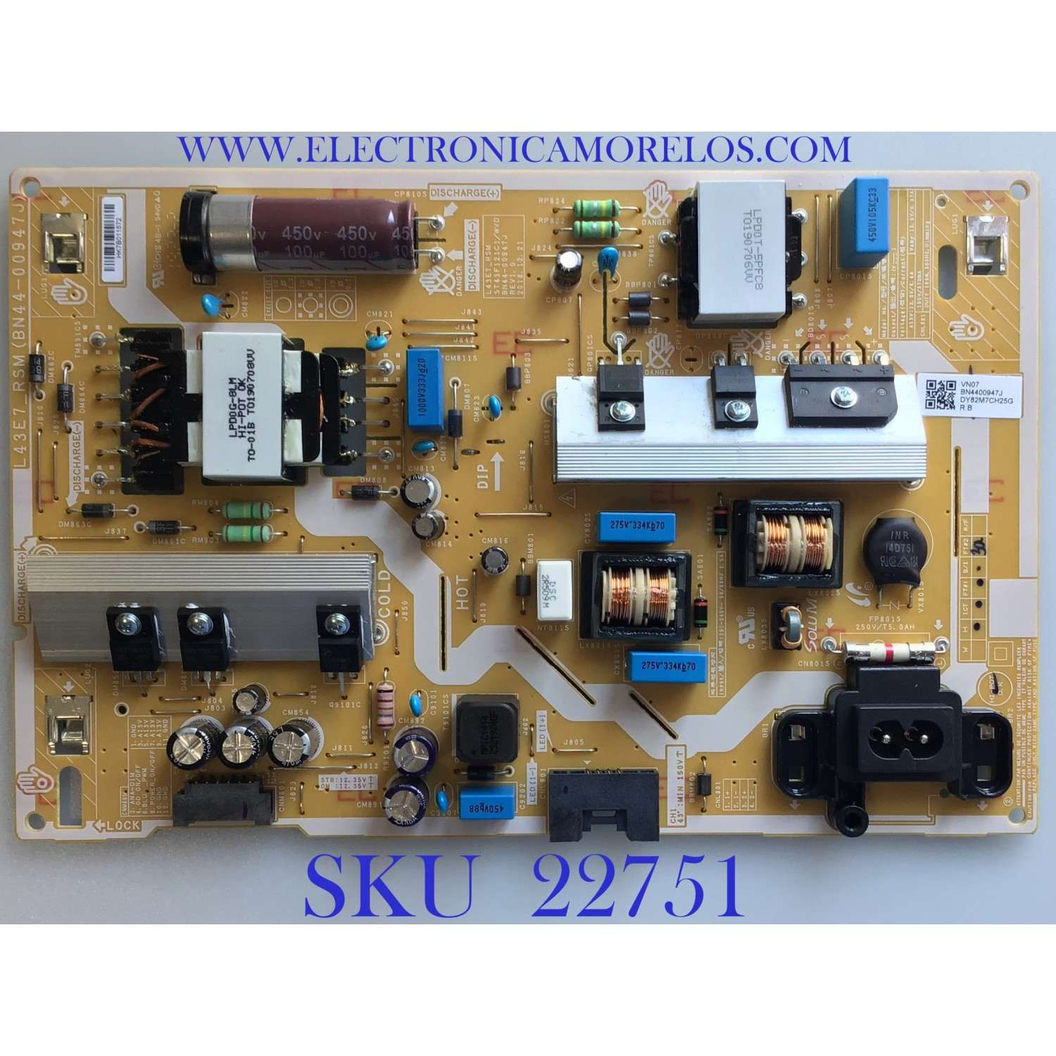 FUENTE DE PODER PARA TV SAMSUNG / BN44-00947J / L43E7_RSM / ST43F121C1/WVD / BN4400947J / PANEL CY-NN043HGHV2H / MODELOS UN43RU7100FXZA CC07 / UN43RU7100FXZA DA05 / UN43RU7100FXZA BC19
