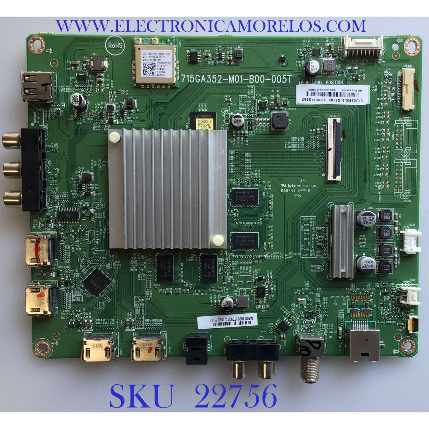 MAIN PARA TV VIZIO / GXJCB02K015 / 715GA352-M01-B00-005T / PANEL TPT500B5-U2T01.D REV:S01W / MODELO M507-G1 LTCHQHOV