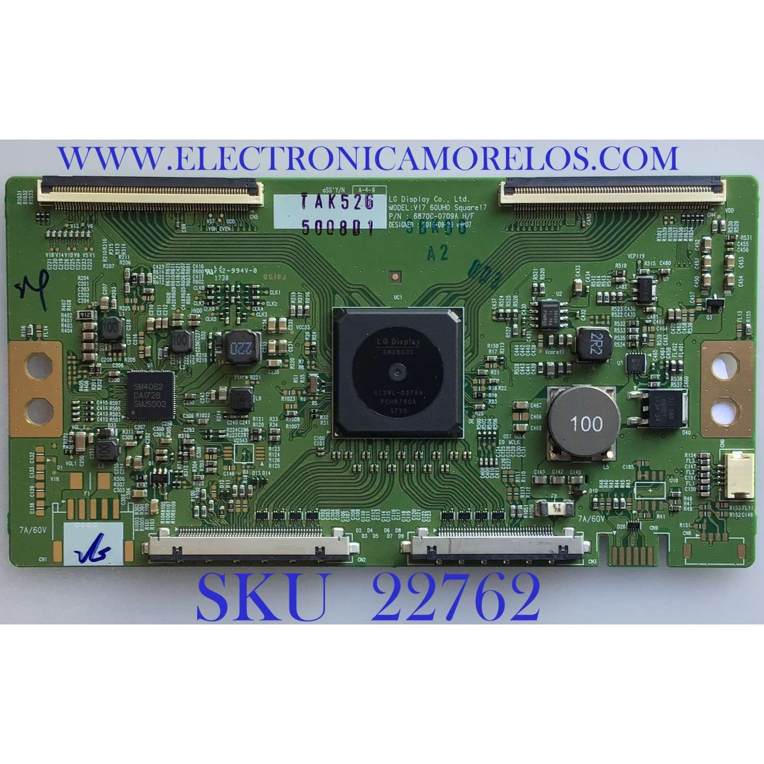 T-CON PARA TV LG / 6871L-5008D / 6870C-0709A / 5008D / PANEL LC600EGF (FK)(M3) / MODELO 60SJ8000-UA.BUSYLJR