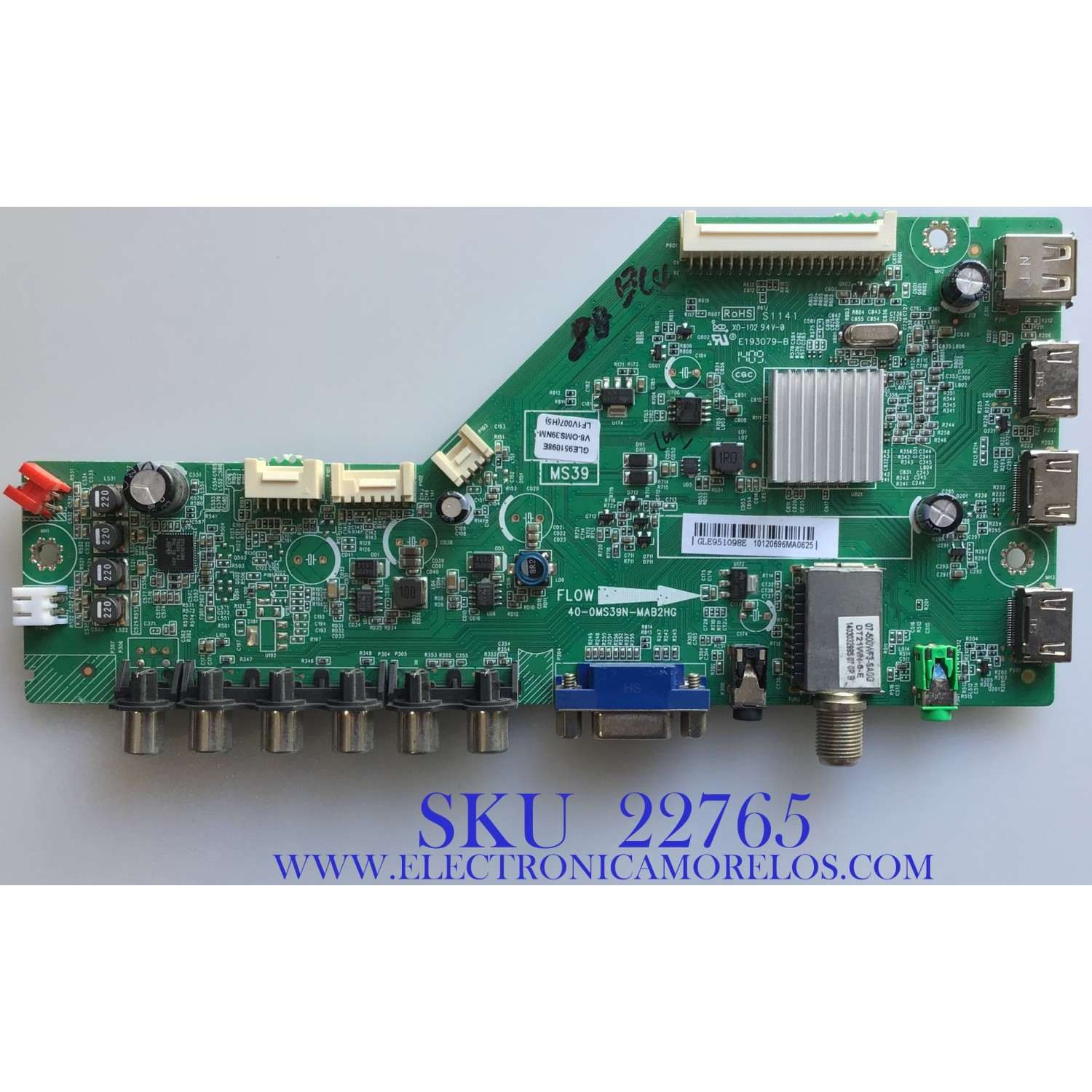 MAIN PARA TV EKT / GLE951098E / 40-0MS39N-MAB2HG / V8-OMS39NM-LF1V007(H5) / PANEL LVF480CS0T E4 / MODELO LEKT48B2610 / ESTA TARJETA ES CHINA Y ES UTILIZADA EN DIFERENTES MARCAS Y MODELOS / ENTRAR A DESCRIPCIÓN DEL PRODUCTO