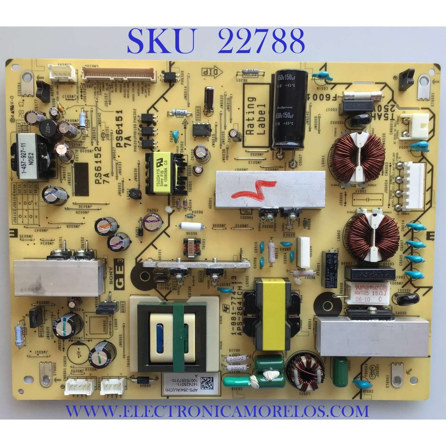 FUENTE DE PODER PARA TV SONY / 1-474-250-11 / 1-881-774-13 / APS-264/AU(CH) / APS-264(CH) / PANEL T315HW07 V.1 / MODELO KDL-32EX710