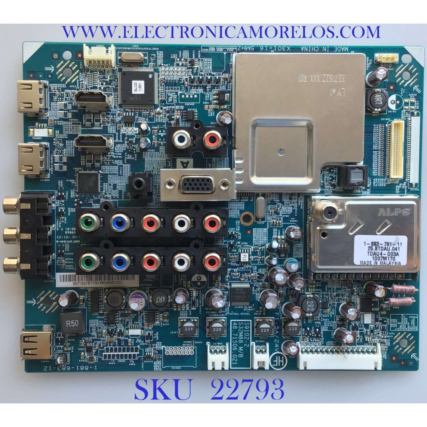 MAIN PARA TV SONY / 55.71S01.E11 / 1-881-683-12 / S9102-2 / 48.71S06.021 / PANEL LTW460HQ02 / MODELOS KDL-46NX810