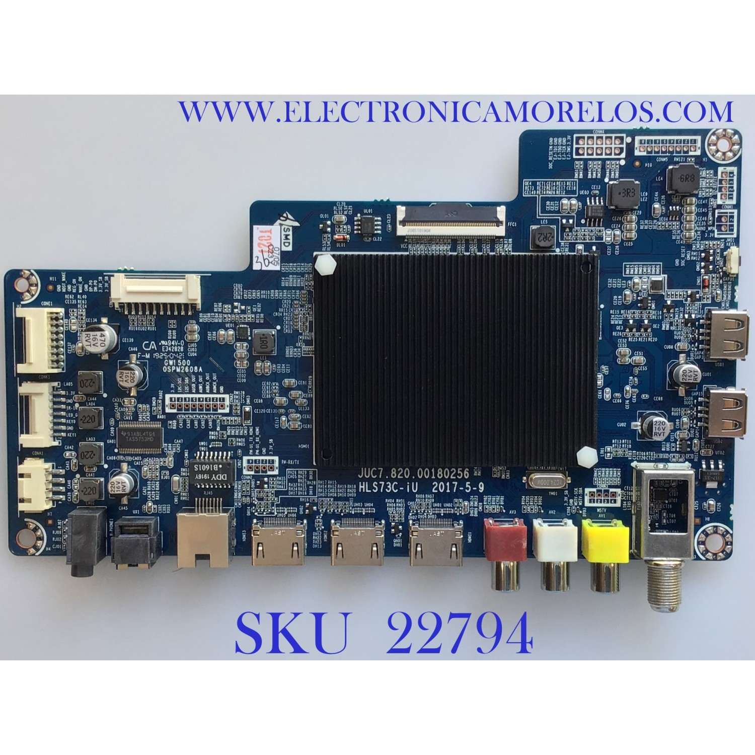 MAIN PARA TV ONN / NUMERO DE PARTE JUC7.820.00180256 / HLS373C-IU / 998D9U1C / 998DU1CM1491 / PANEL C500Y19-6P(UPF61SS01) / MODELO 100005396  / ESTA TARJETA ES CHINA Y ES UTILIZADA EN DIFERENTES MARCAS Y MODELOS / ENTRAR A DESCRIPCIÓN DEL PRODUCTO