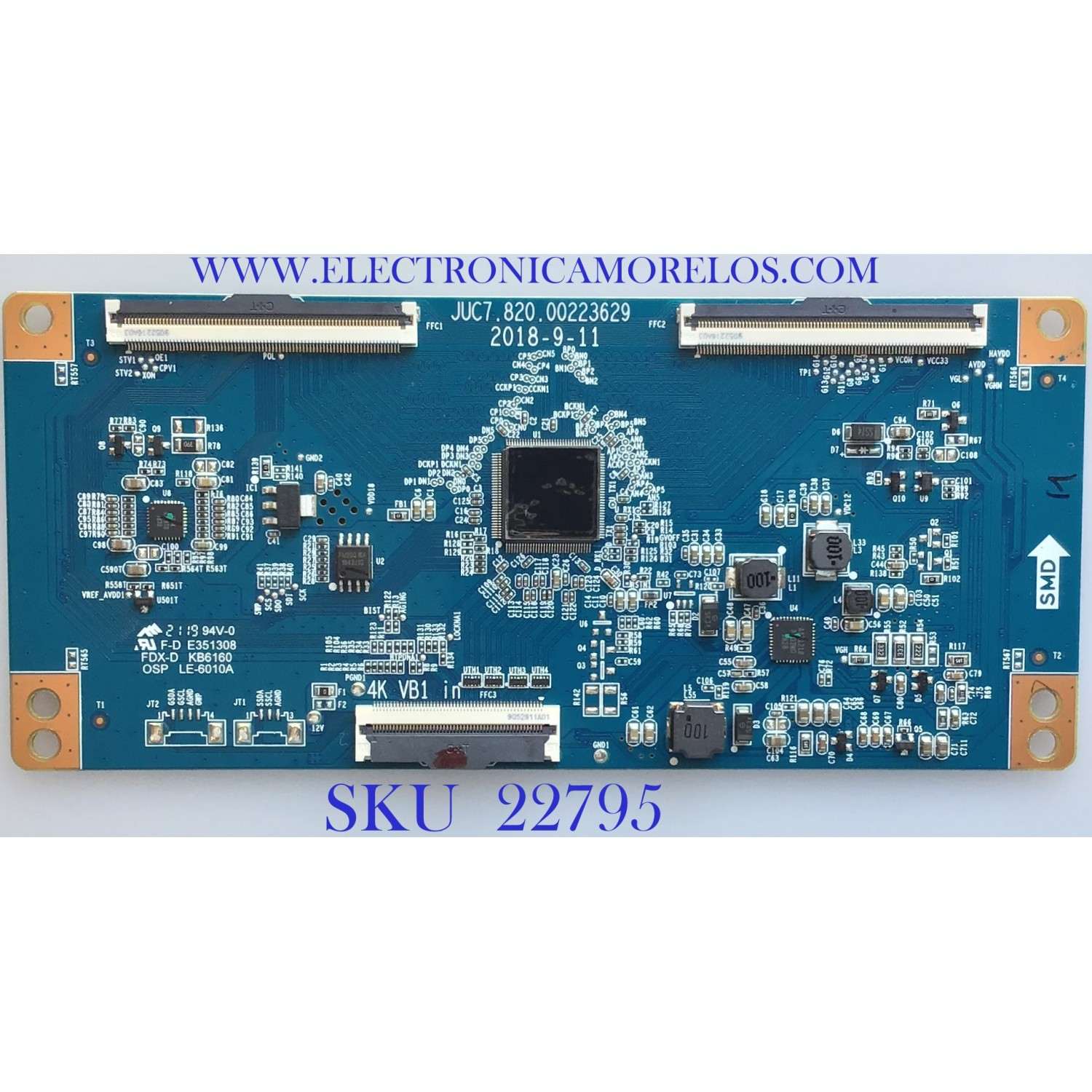 T-CON PARA TV ELEMENT / JUC7.820.00223629 / E214887 / CQC16001140672 / KB-6160 / PANEL CC580PV1D 03 / MODELOS 100018971 / WR58UX4019  / NOTA IMPORTANTE:COMPARAR EL PANEL Y MODELO