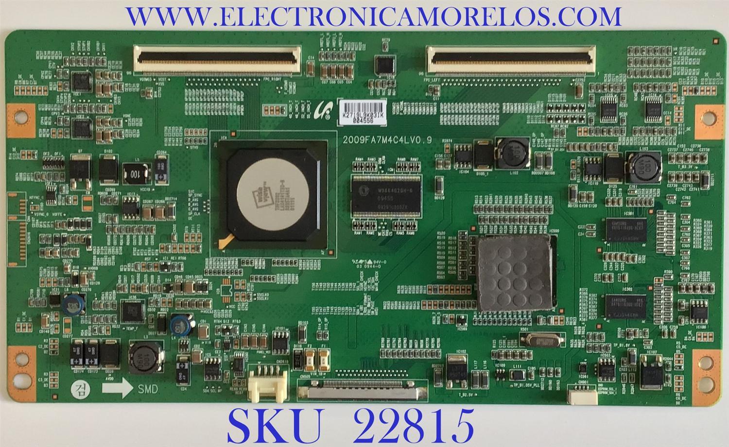 T-CON PARA TV SAMSUNG / LJ94-02719L / 2009FA7M4C4LV0.9 / BN81-02362A / SUSTITUTAS LJ94-02845A / LJ94-02850B / LJ94-02851C / LJ94-02851D / LJ94-02851E / LJ94-02852F / LJ94-02852G / MAS SUSTITUTAS EN DESCRIPCION / PANEL LTF550HF04 / MODELO UN55B6000VFXZA