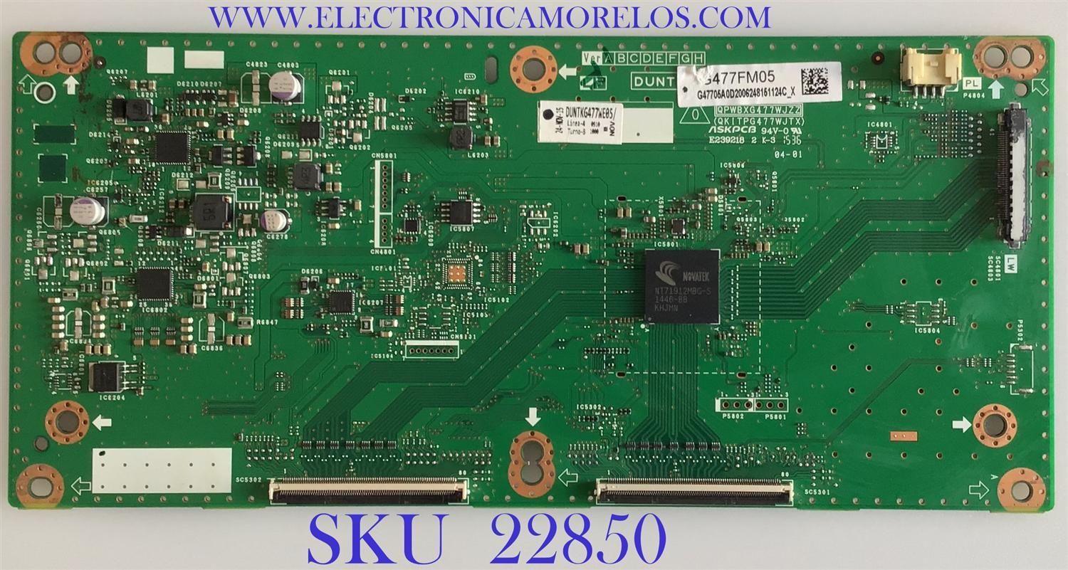 T-CON PARA TV SHARP / DUNTKG477FM05 / DUNTKG47 / G477FM05 / DUNTKG477WE05 / MODELO LE-80LE661U 