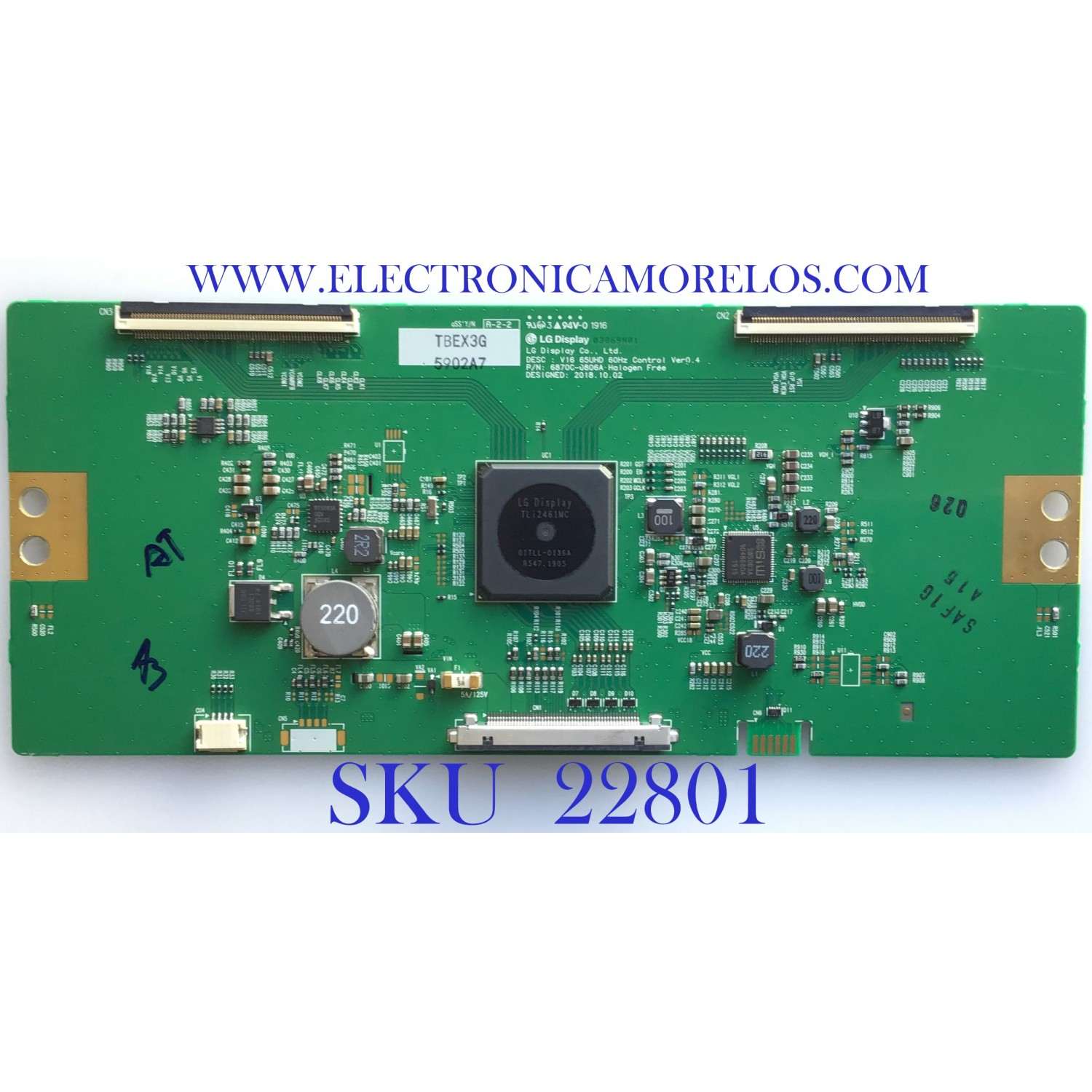 T-CON PARA TV LG / 6871L-5902A / 6870C-0806A / 6870C-0806A / 5902A / PANEL LD650EQE (FJ)(A1) / MODELO 65UH5E-BJ.AUSLLJM